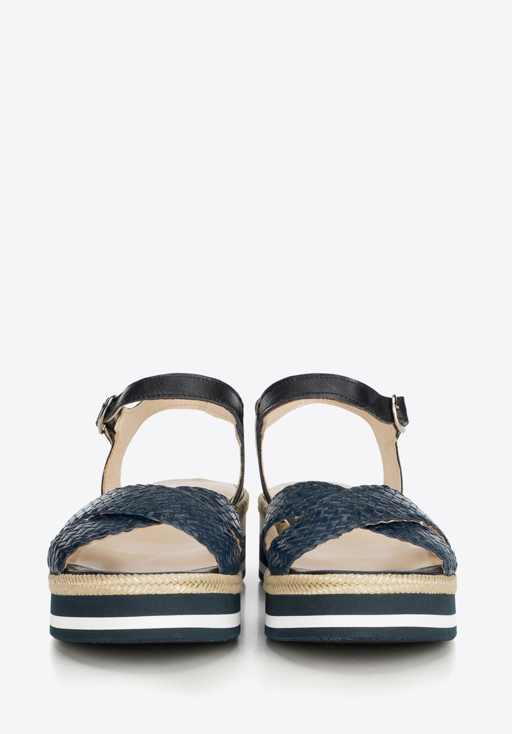 Damskie sandały skórzane na piankowej podeszwie