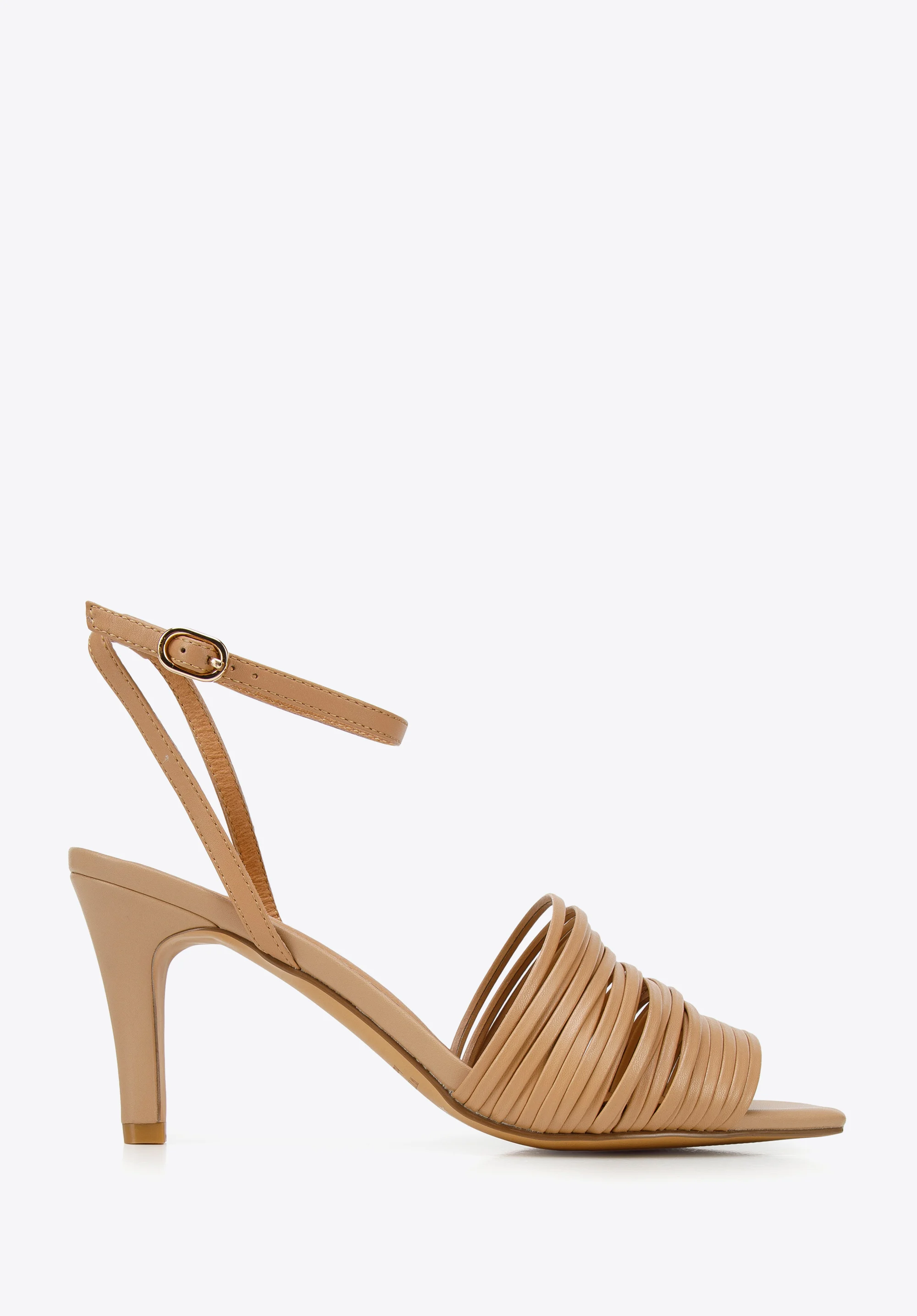 Damskie sandały skórzane z paseczkami na szpilce