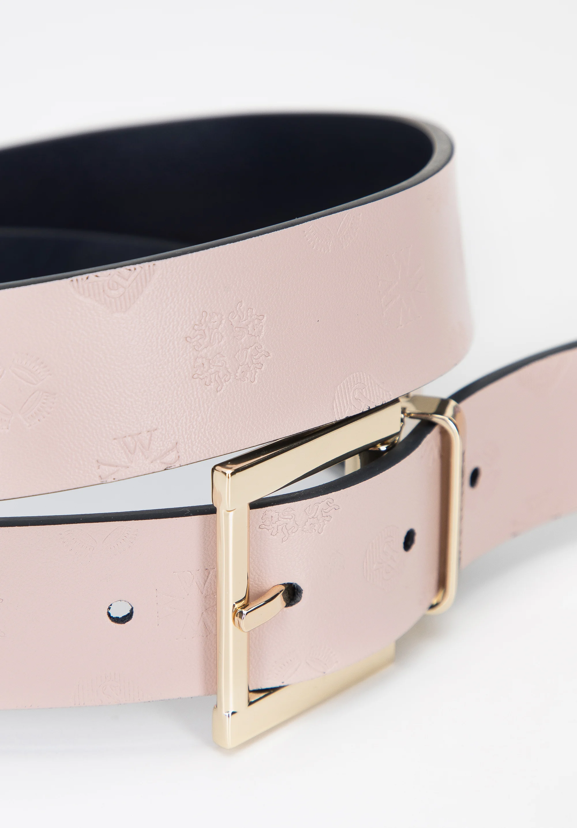 Damski pasek skórzany dwustronny tłoczony w logo