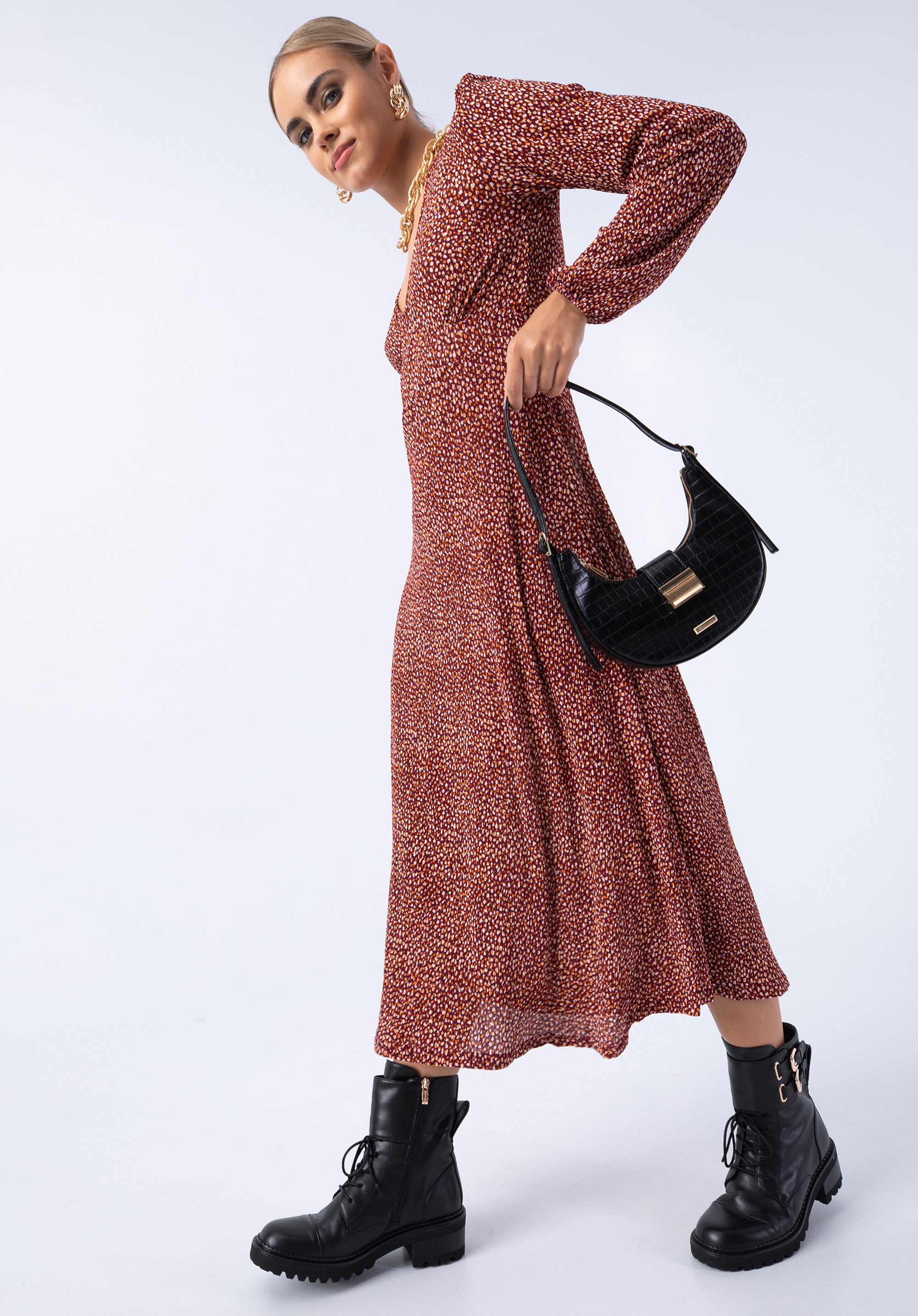 Minitorebka bagietka z ekoskóry croco z klamrą