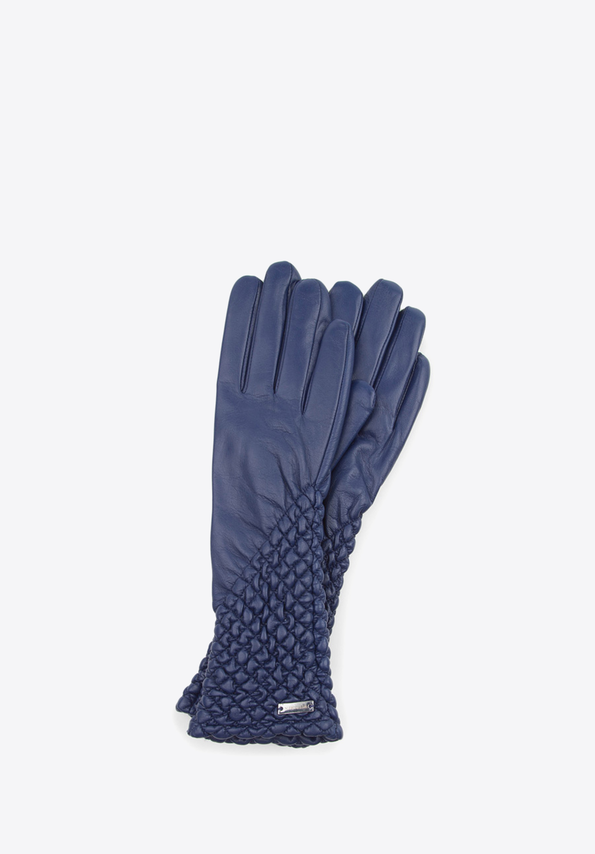 Damskie rękawiczki skórzane marszczone