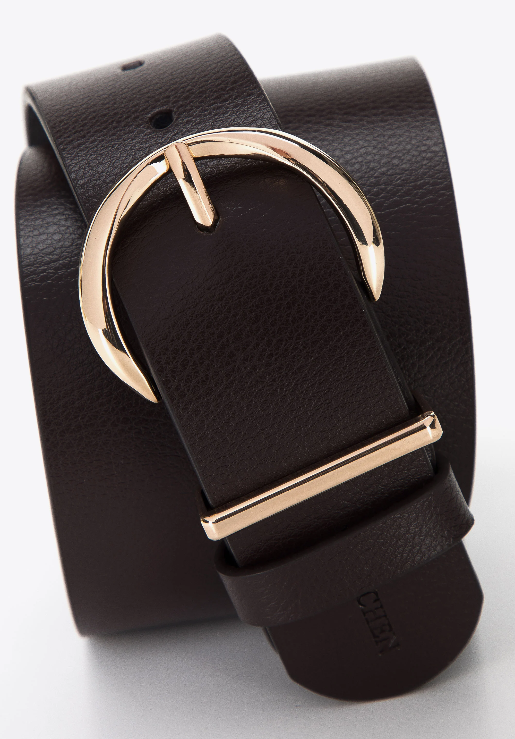 Damski pasek skórzany z półokrągłą klamrą