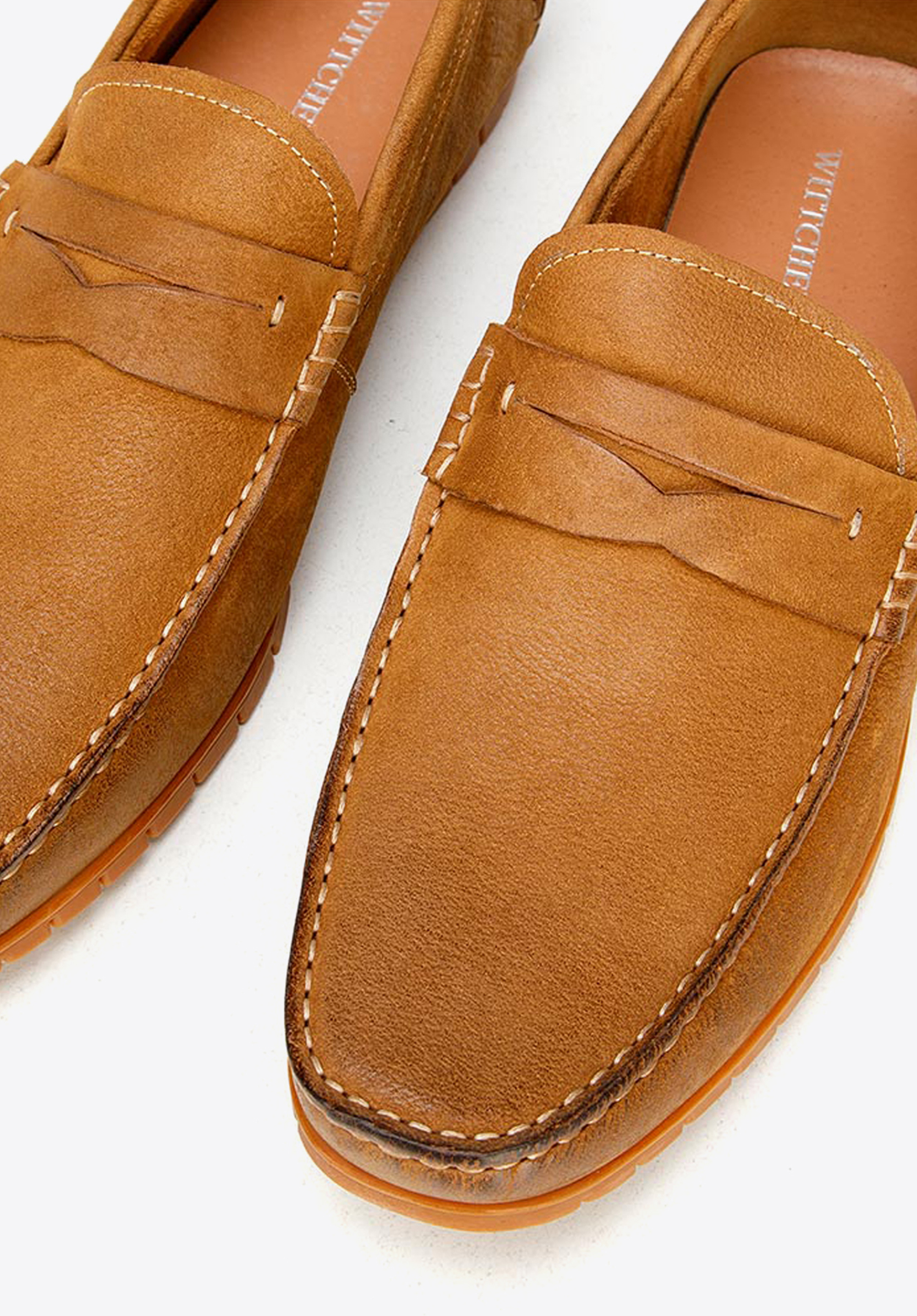 Męskie mokasyny z nubuku na giętkiej podeszwie