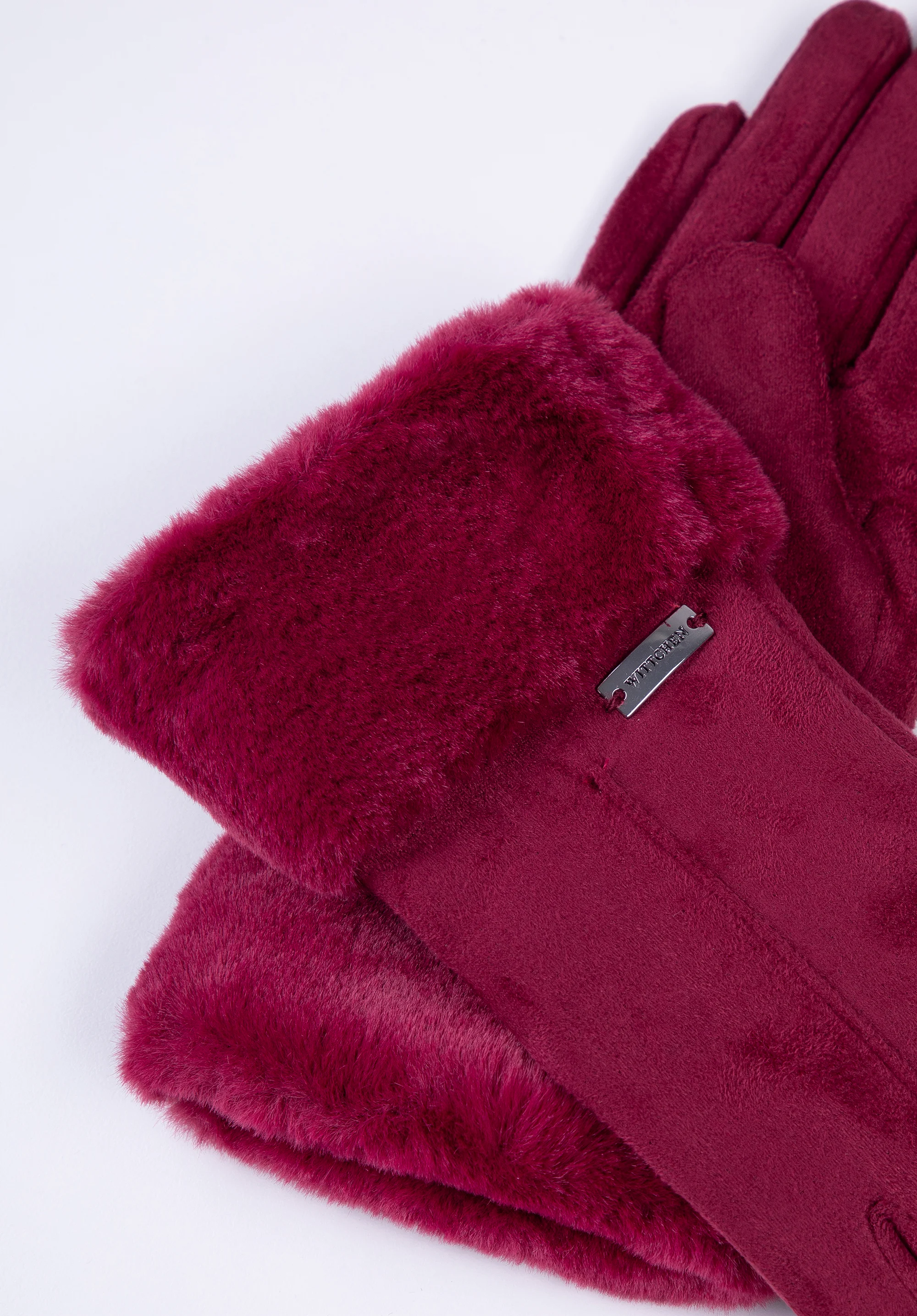 Damskie rękawiczki ze sztucznym futerkiem