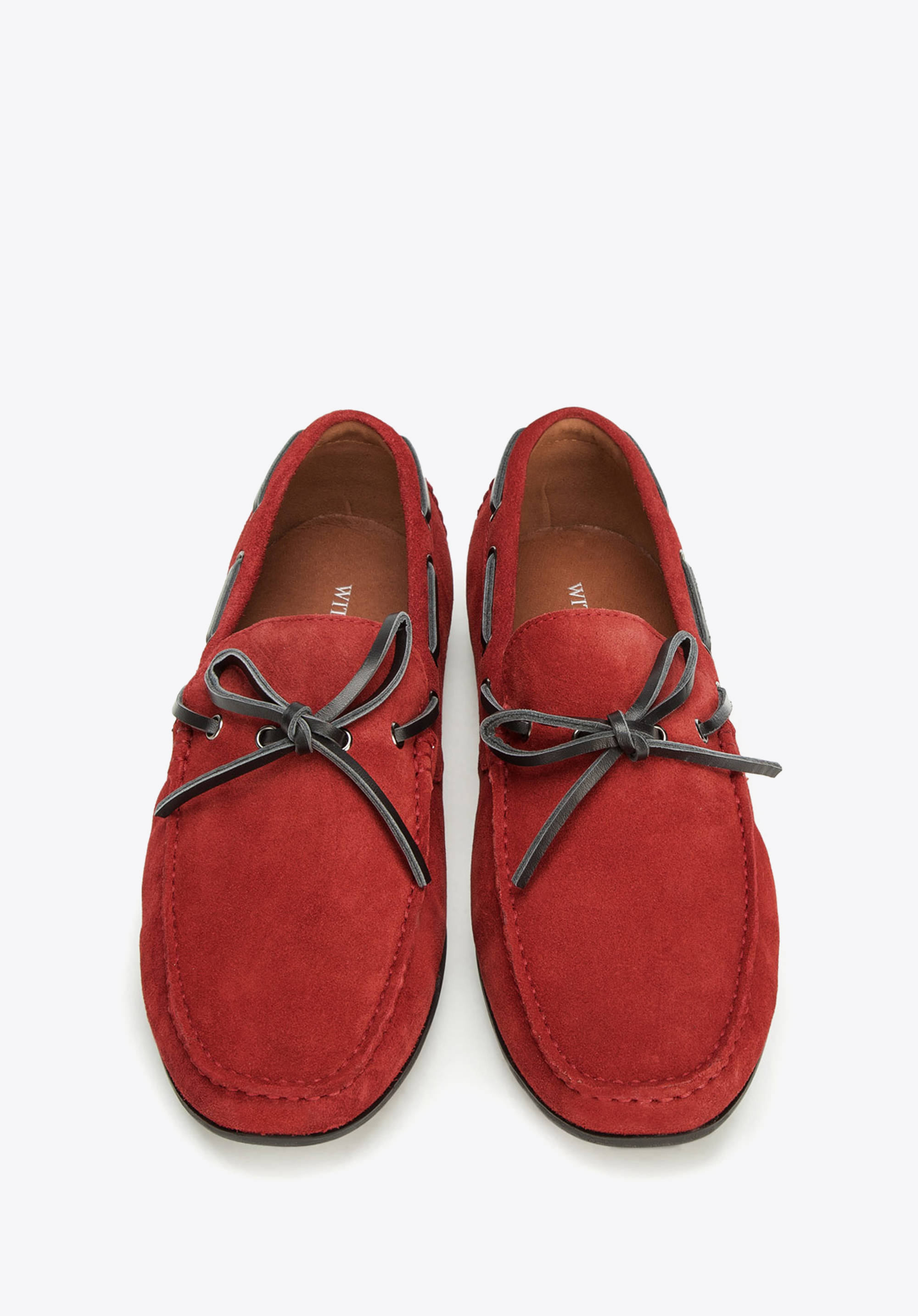 Męskie mokasyny z nubukowe ze sznurowaniem