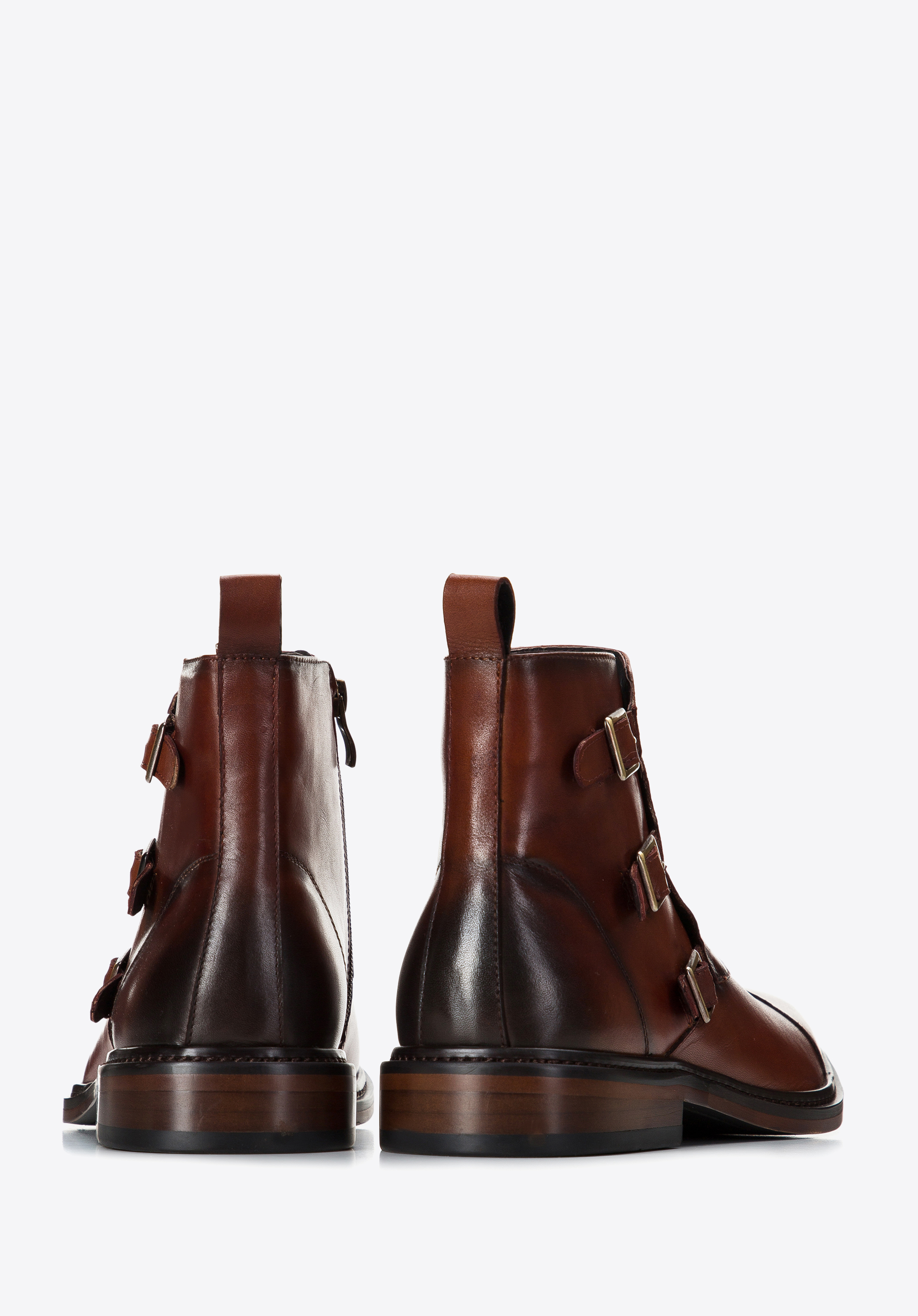 Męskie trzewiki skórzane z klamrami