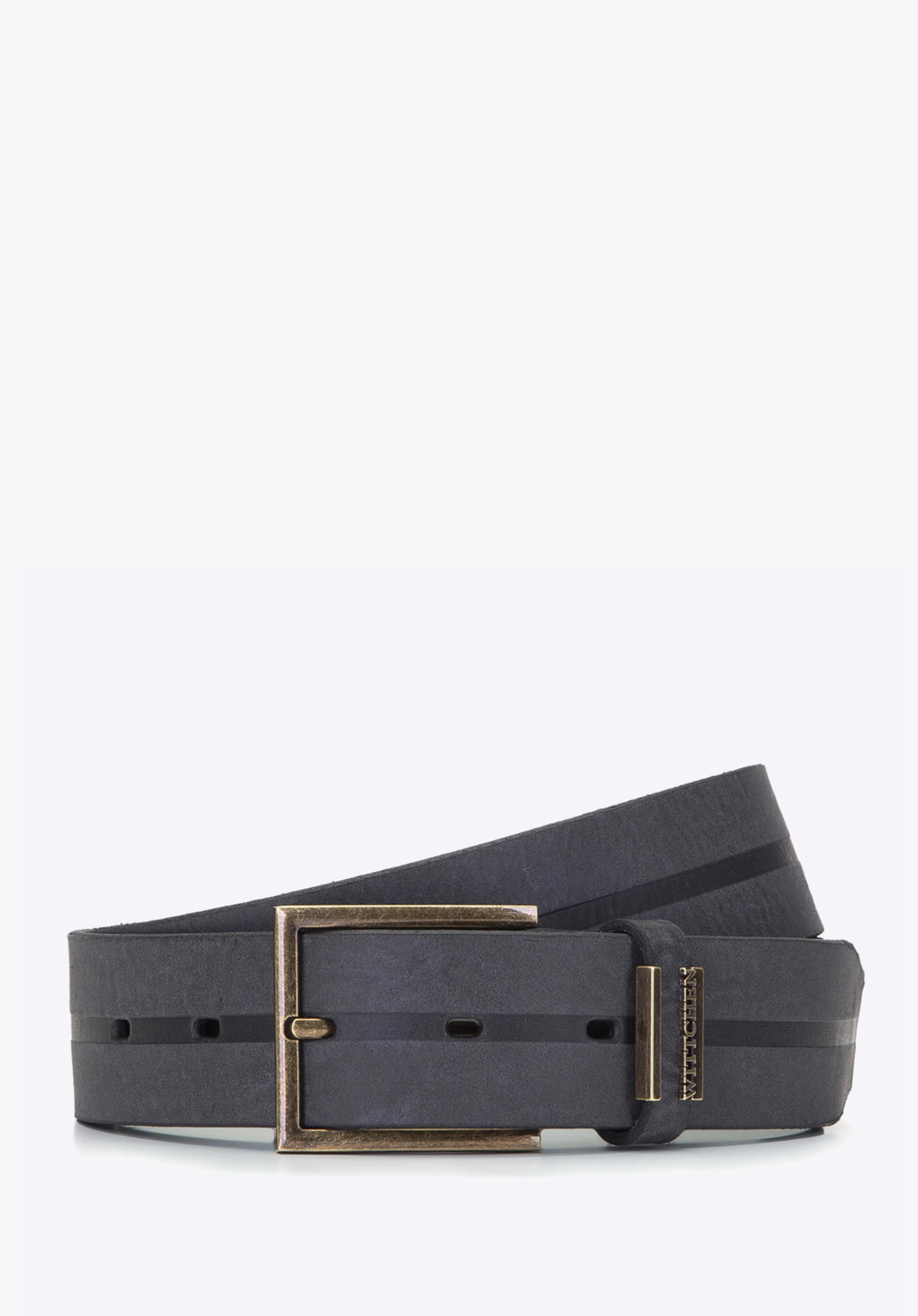 Męski pasek z nubuku z tłoczoną linią