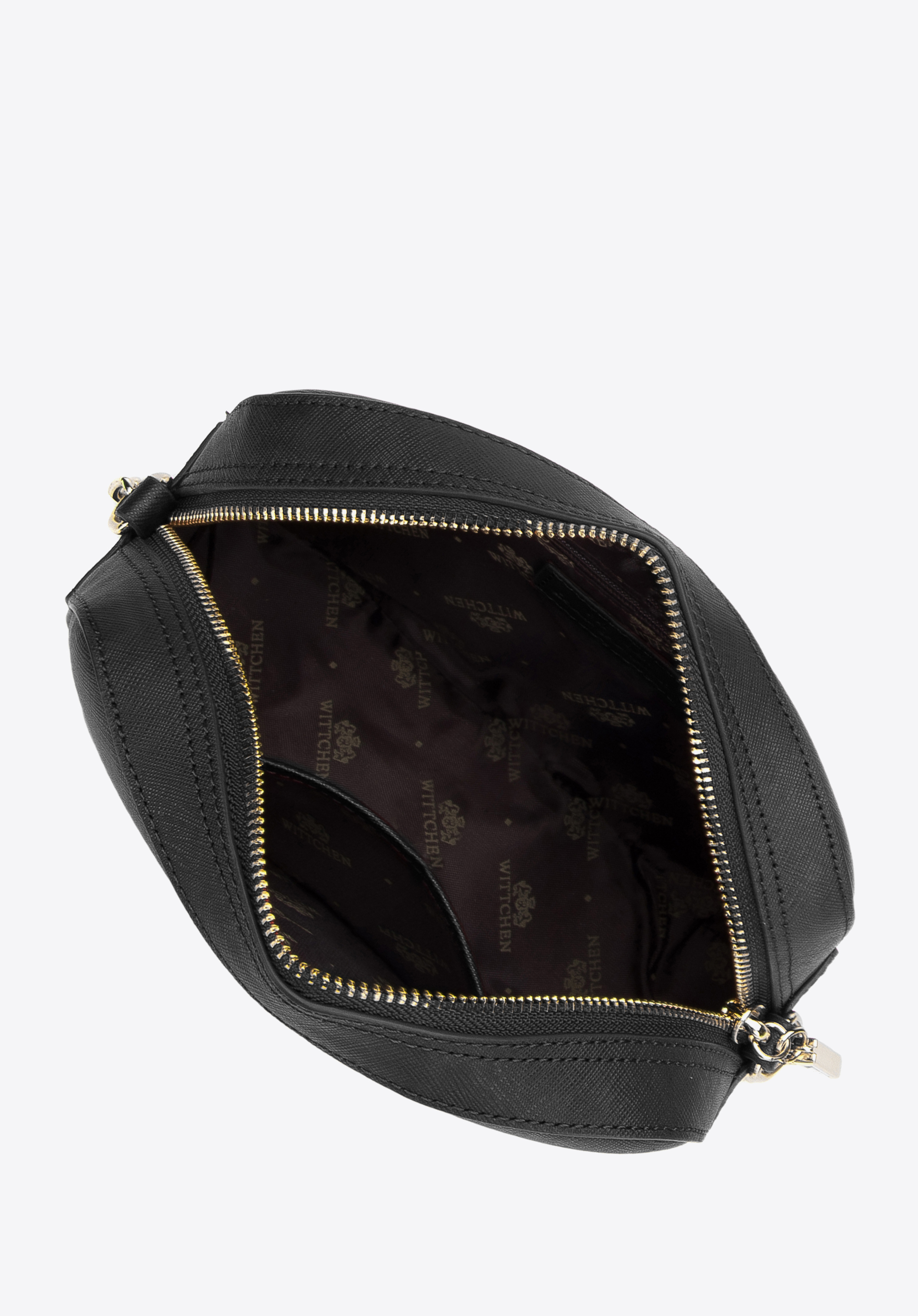 Damska listonoszka ze skóry saffiano pudełkowa na łańcuszku