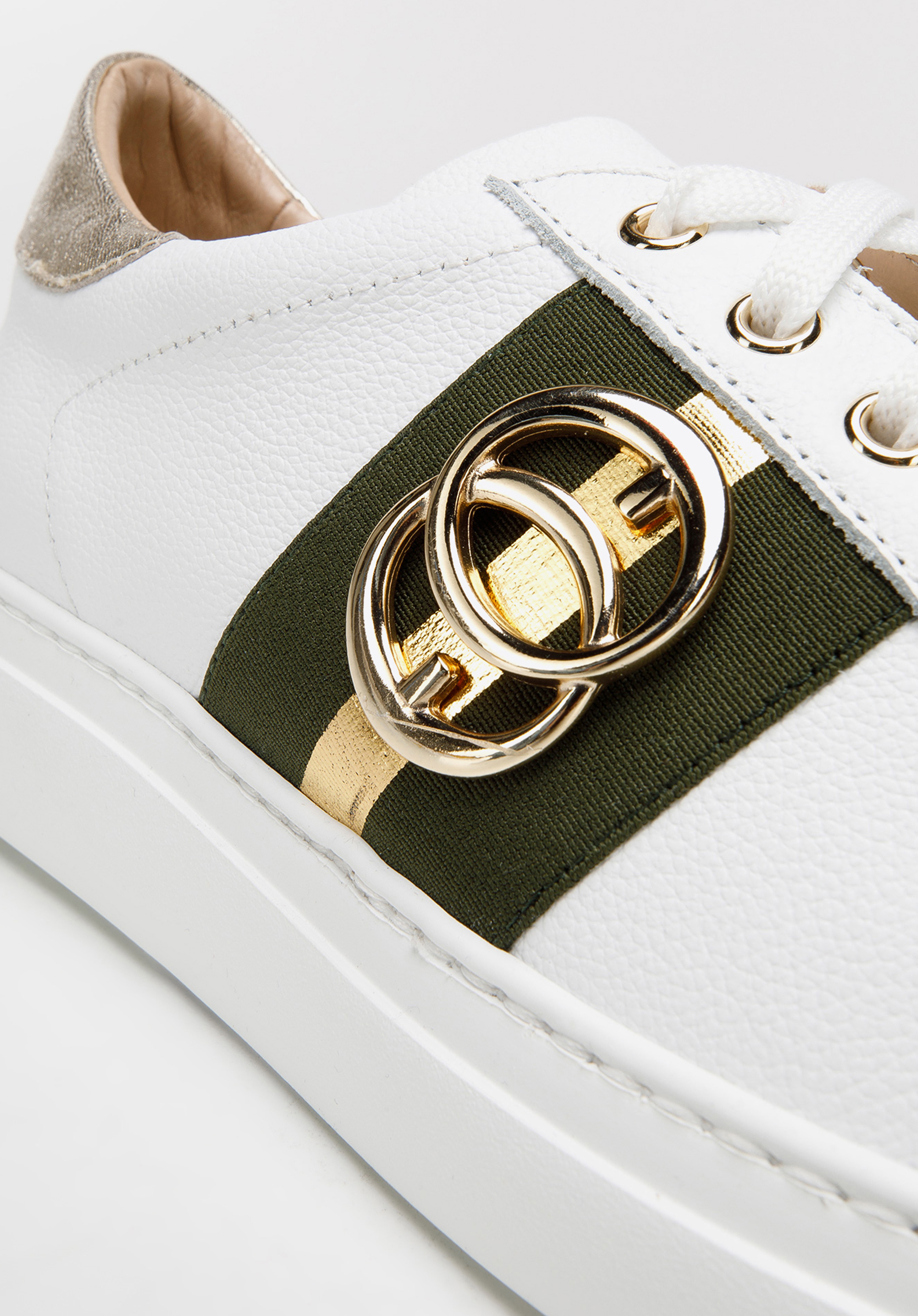 Damskie sneakersy skórzane z klamrami