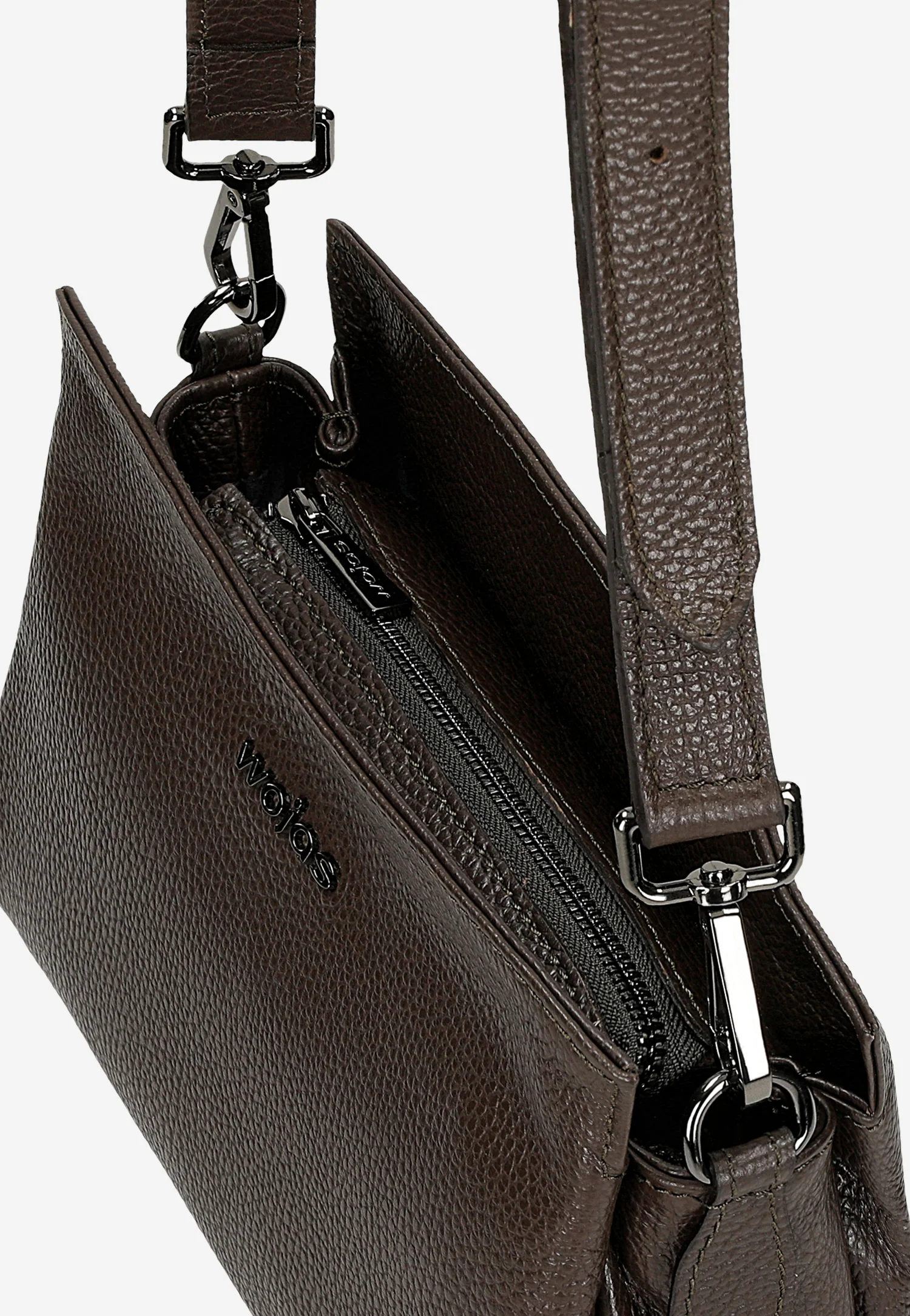 Ciemnobrązowa skórzana torebka damska na ramię