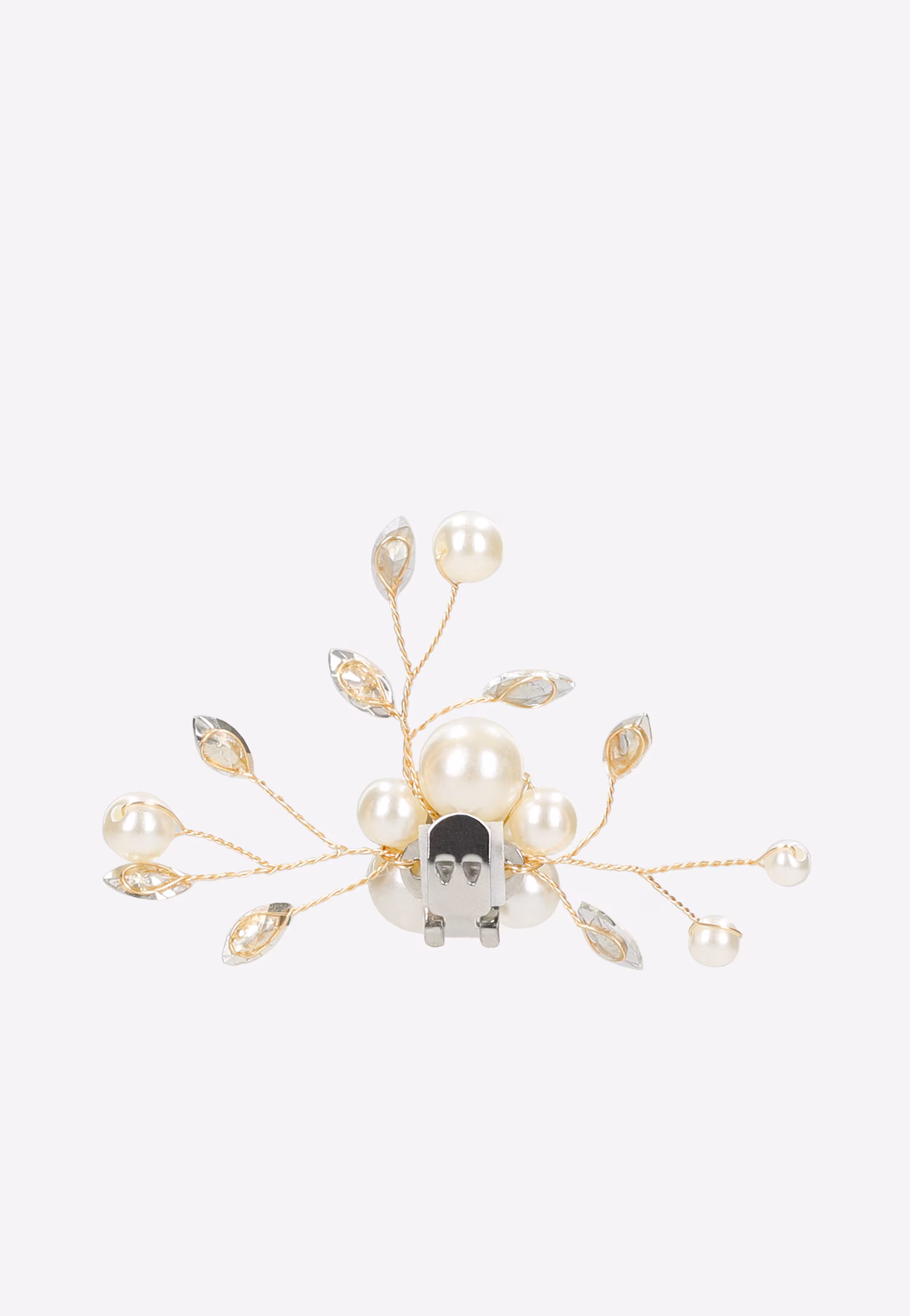 Biało-złote ozdoby do butów z perełkami