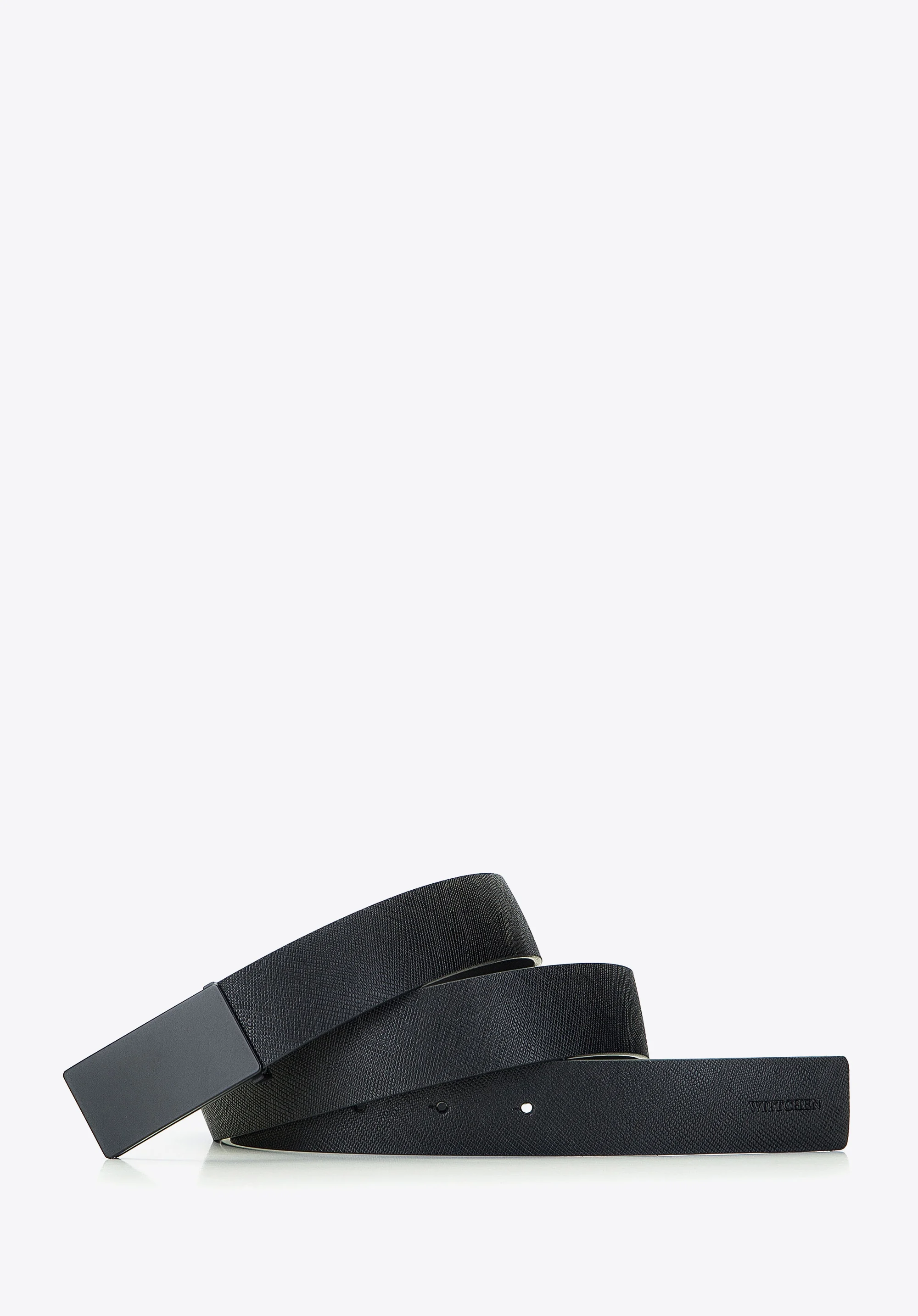 Męski pasek z tłoczonej skóry z matową klamrą