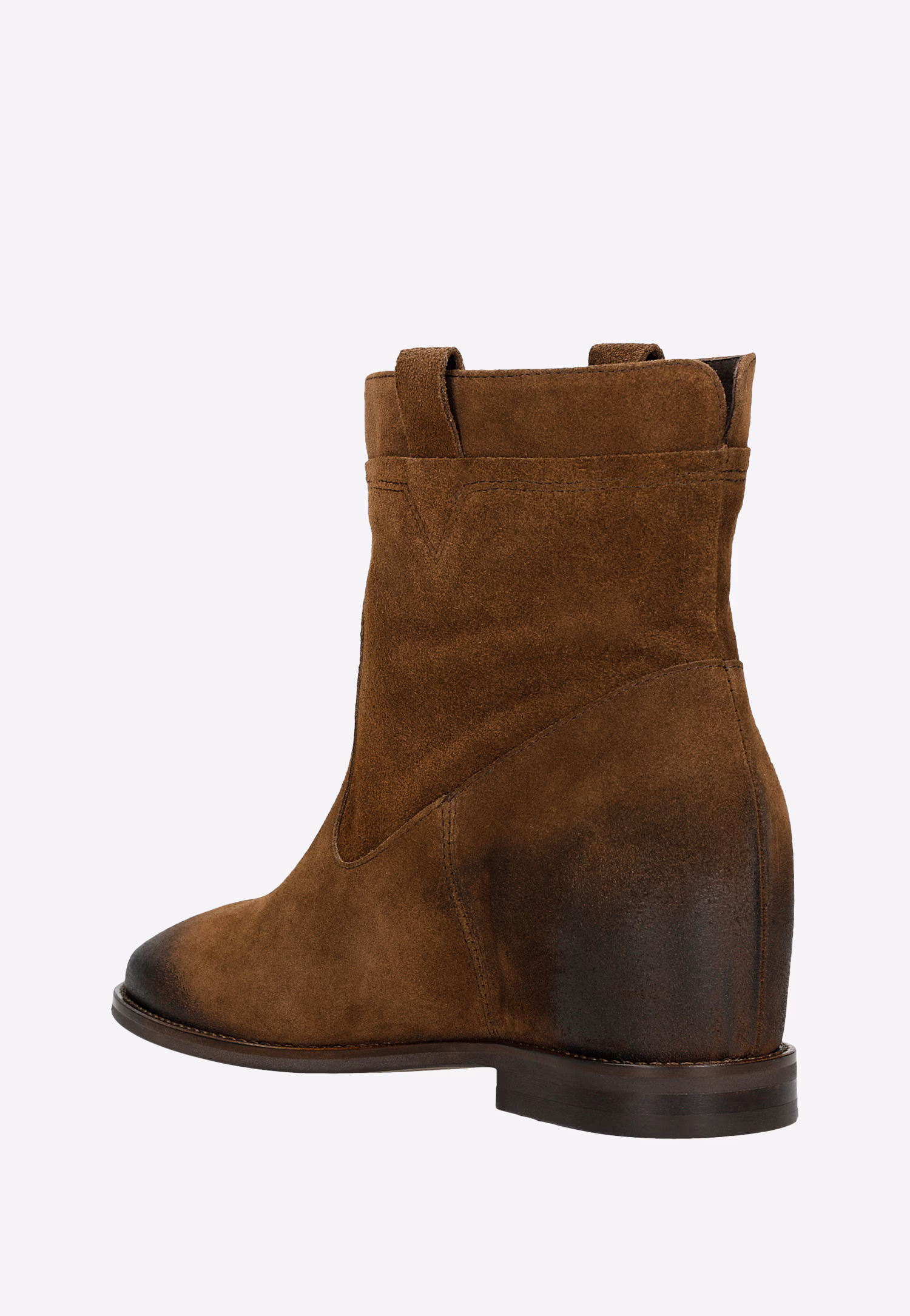 Brązowe botki damskie z ukrytą koturną