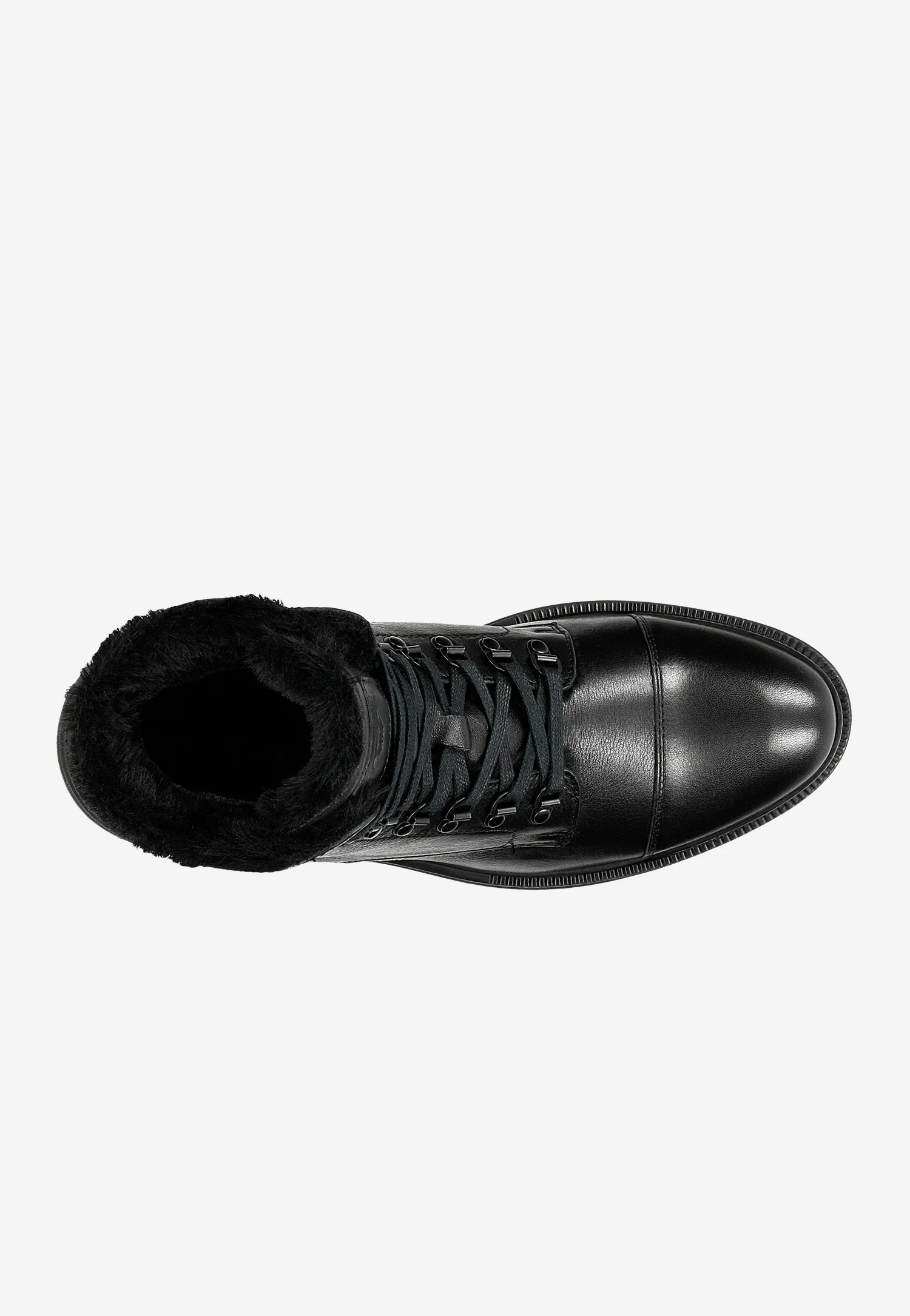 Czarne ocieplane trzewiki męskie ze skóry licowej