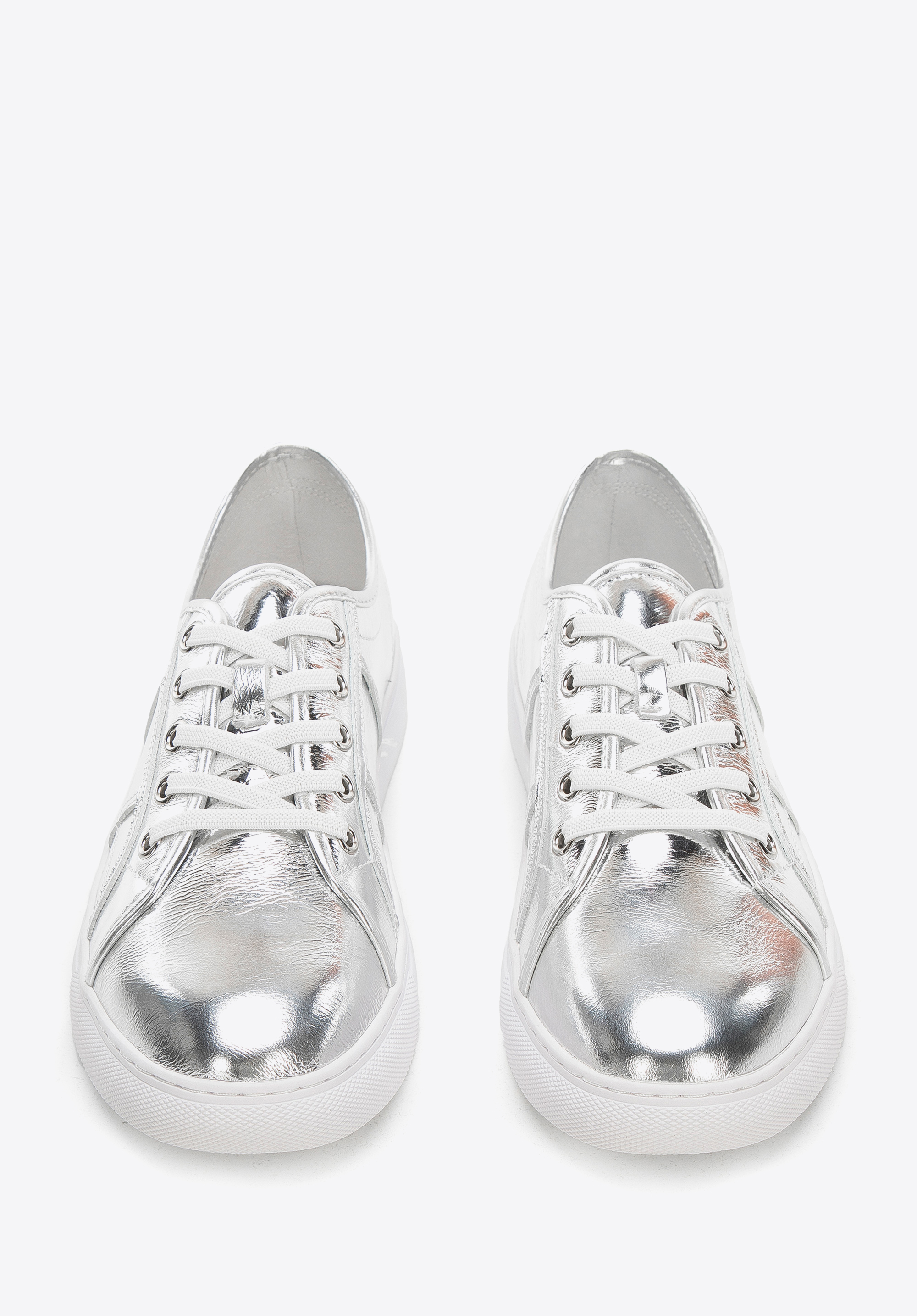 Damskie sneakersy z metalicznej skóry