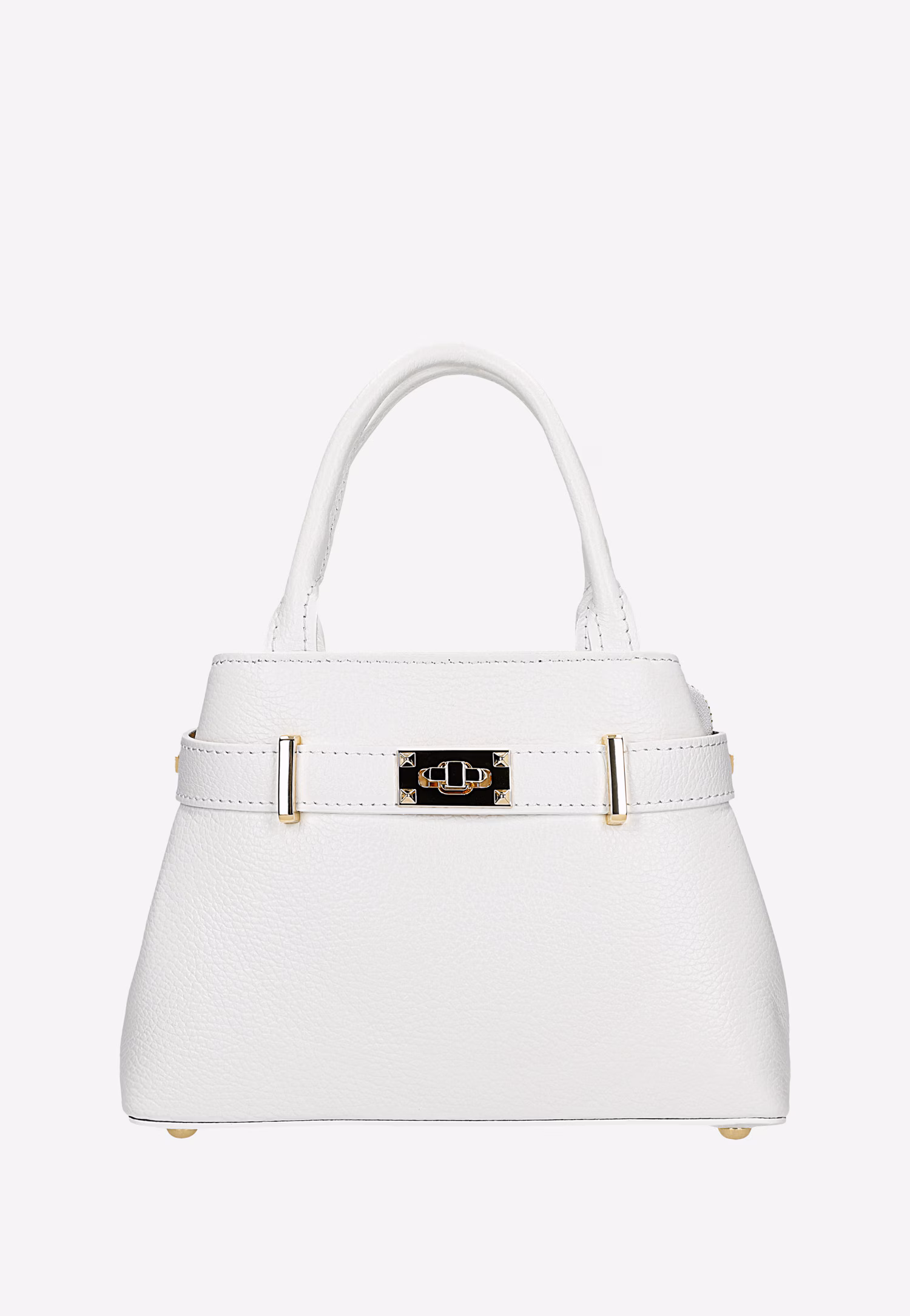 Biała skórzana torebka typu kuferek