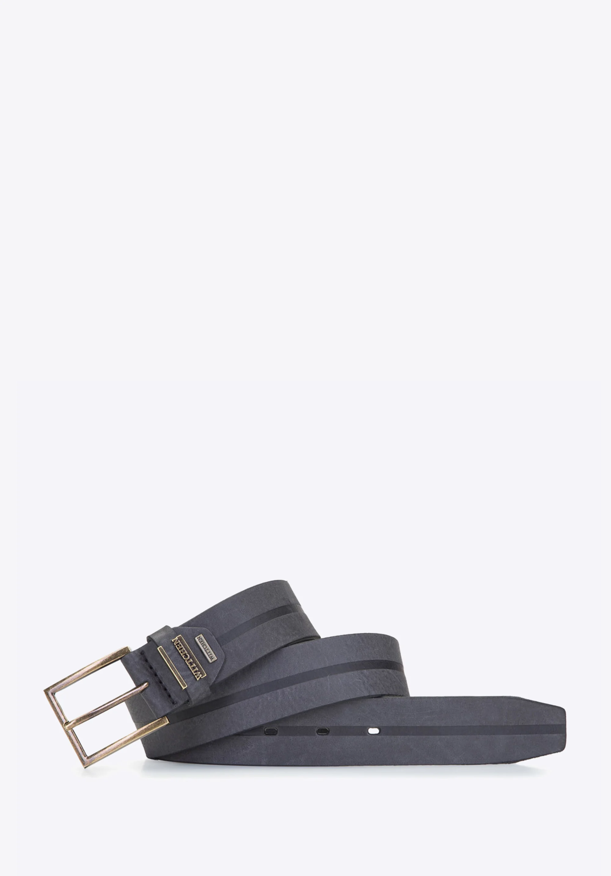 Męski pasek z nubuku z tłoczoną linią