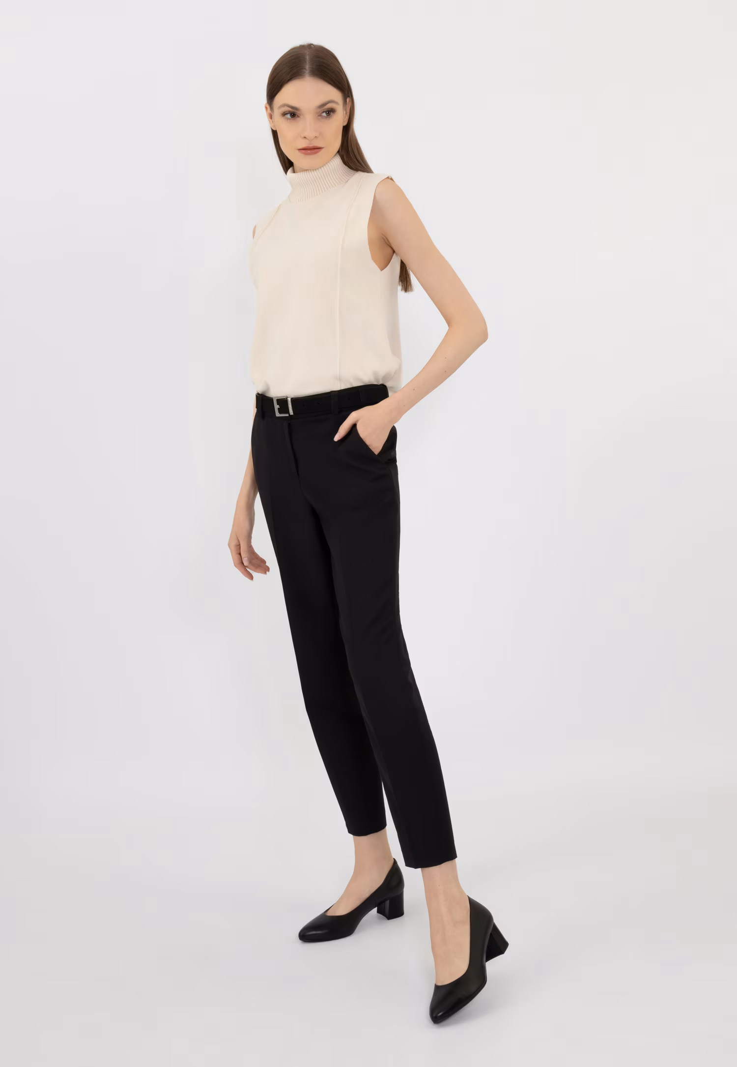 Czarne czółenka damskie ze skóry licowej