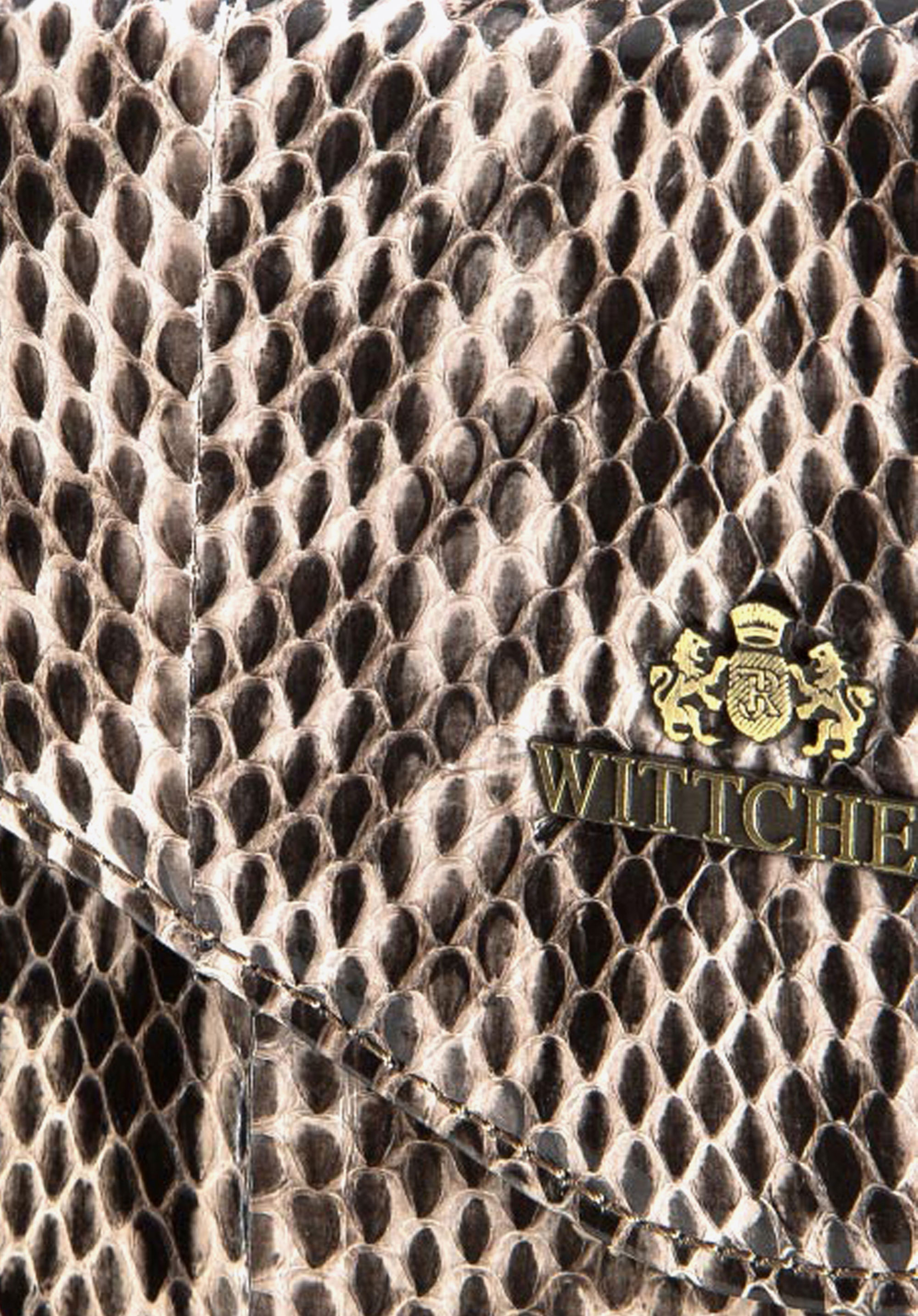 Kopertówka skórzana we wzór węża  z suwakiem