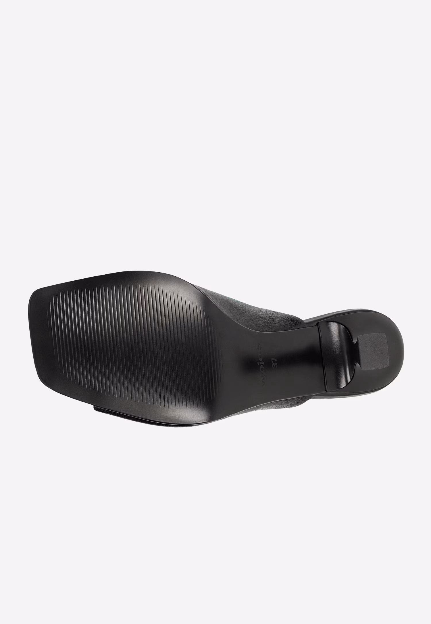 Czarne klapki na obcasie ze skóry licowej