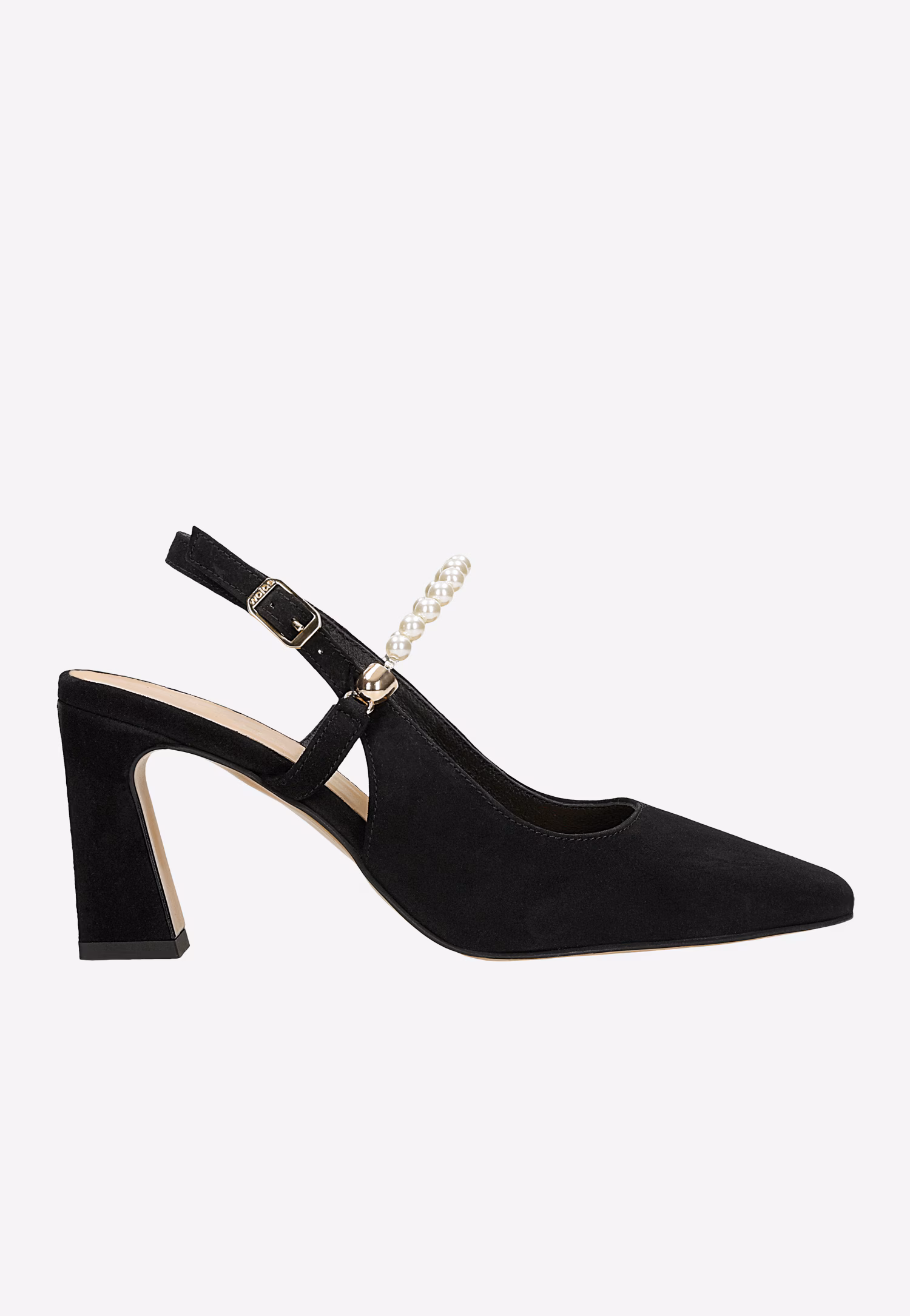 Eleganckie czółenka z ozdobnymi koralikami i odkrytą piętą