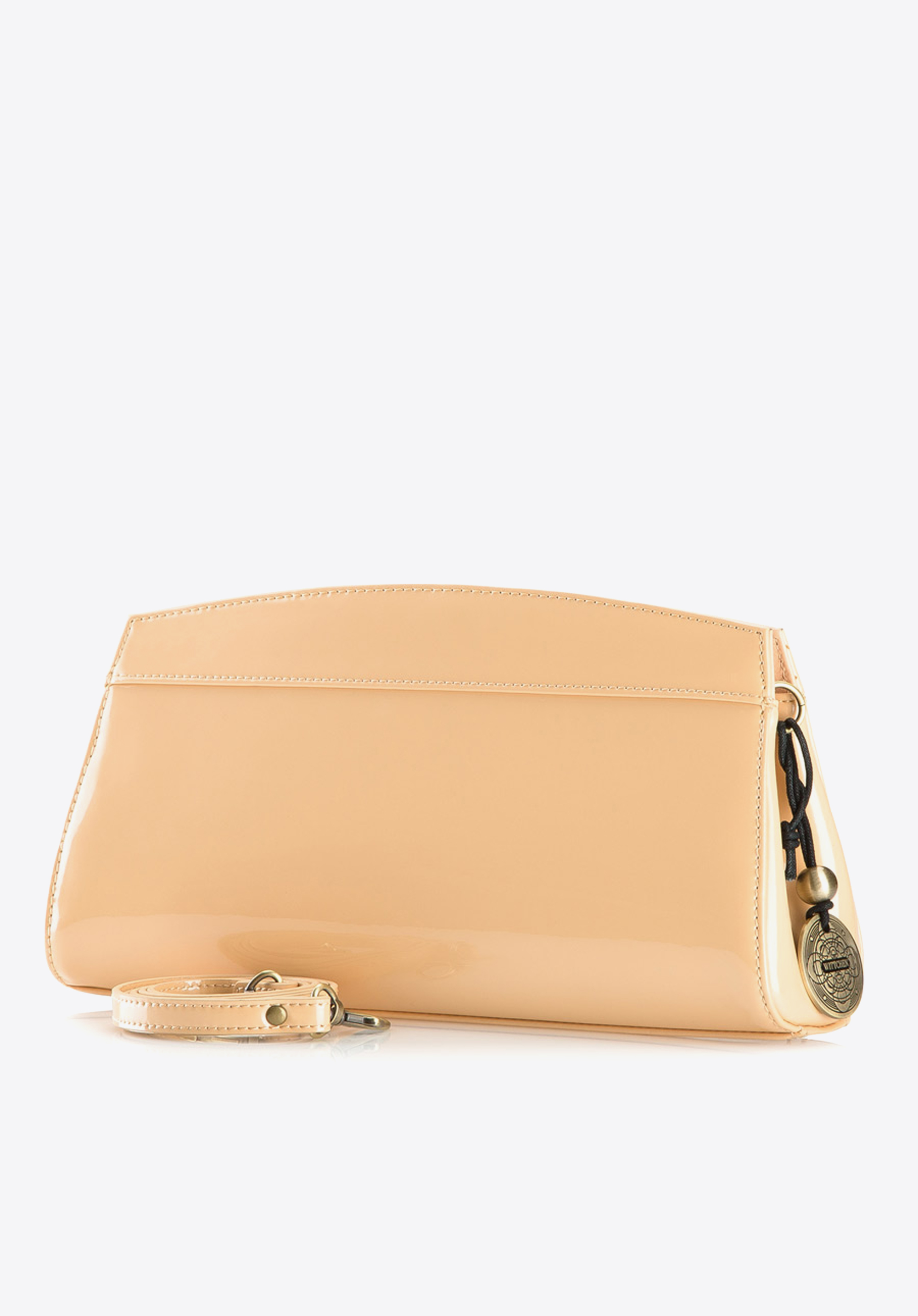 Wieczorowa torebka ze skóry lakierowanej trapezowa