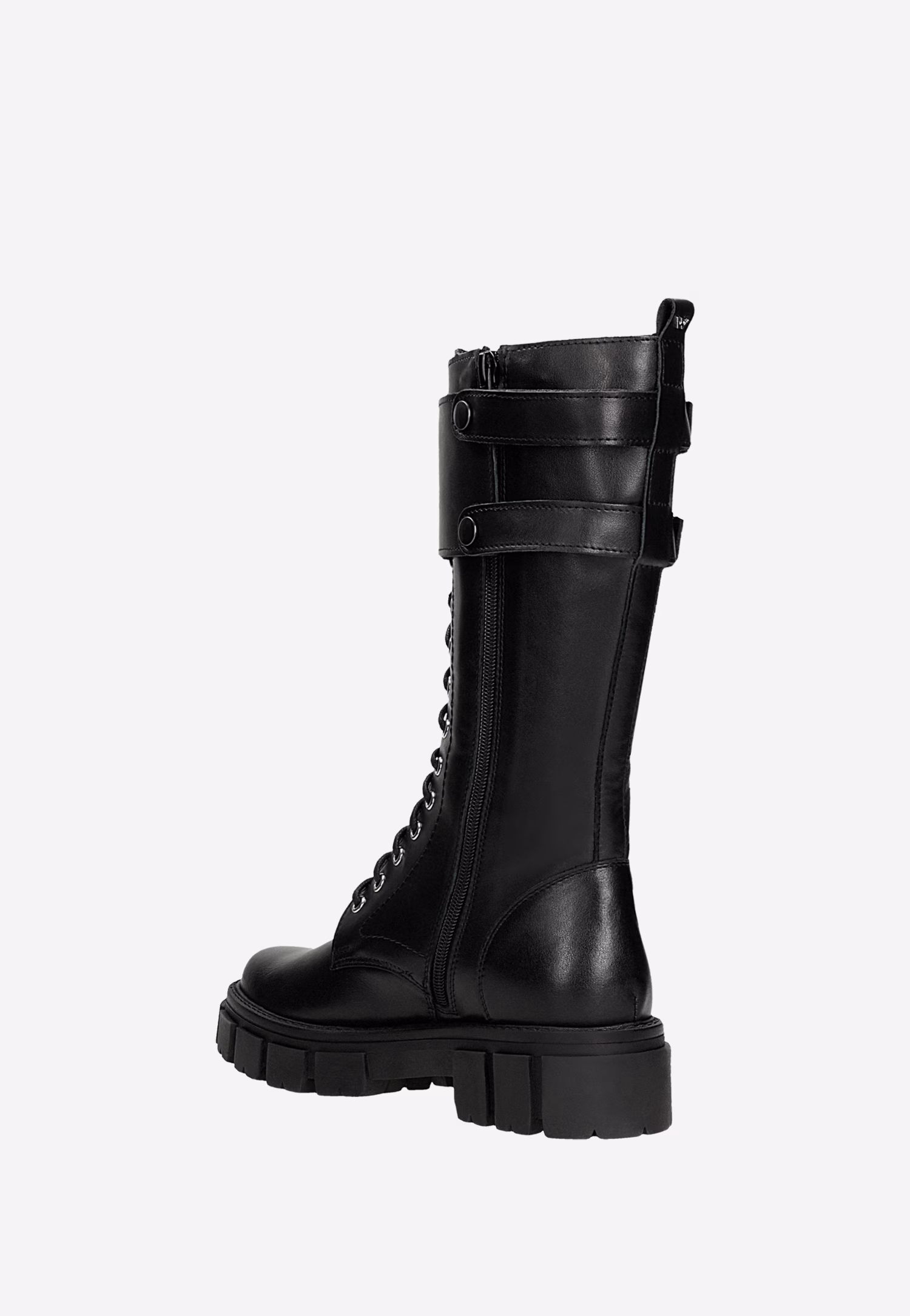 Czarne wysokie trzewiki biker