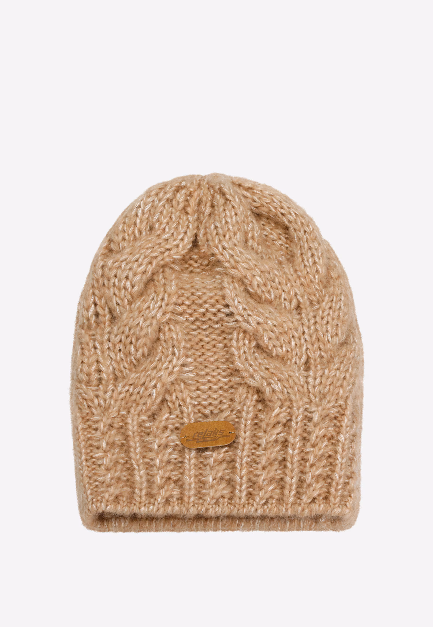 Beżowy komplet czapka + szalik z wełny merino