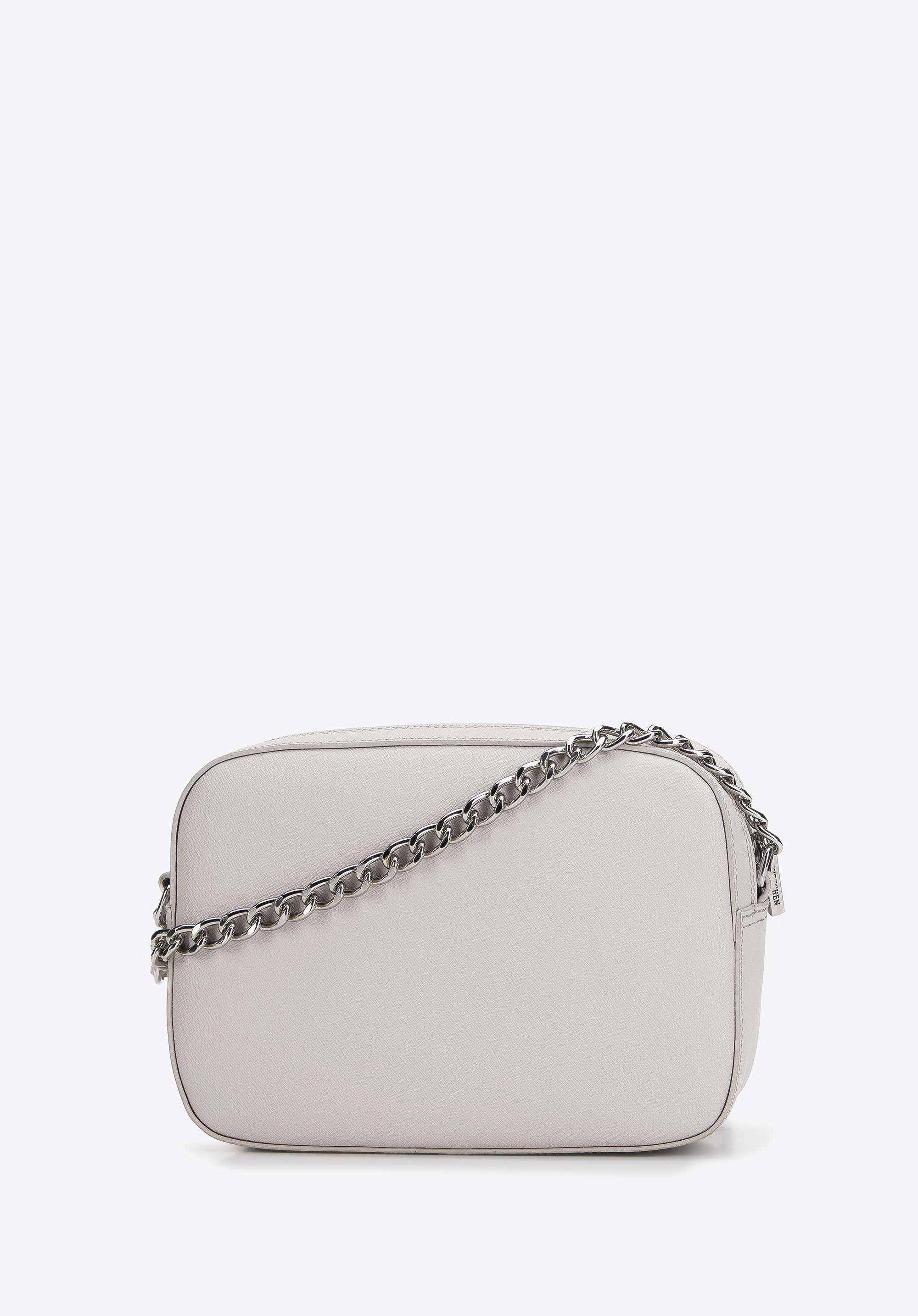 Damska listonoszka ze skóry saffiano pudełkowa na łańcuszku