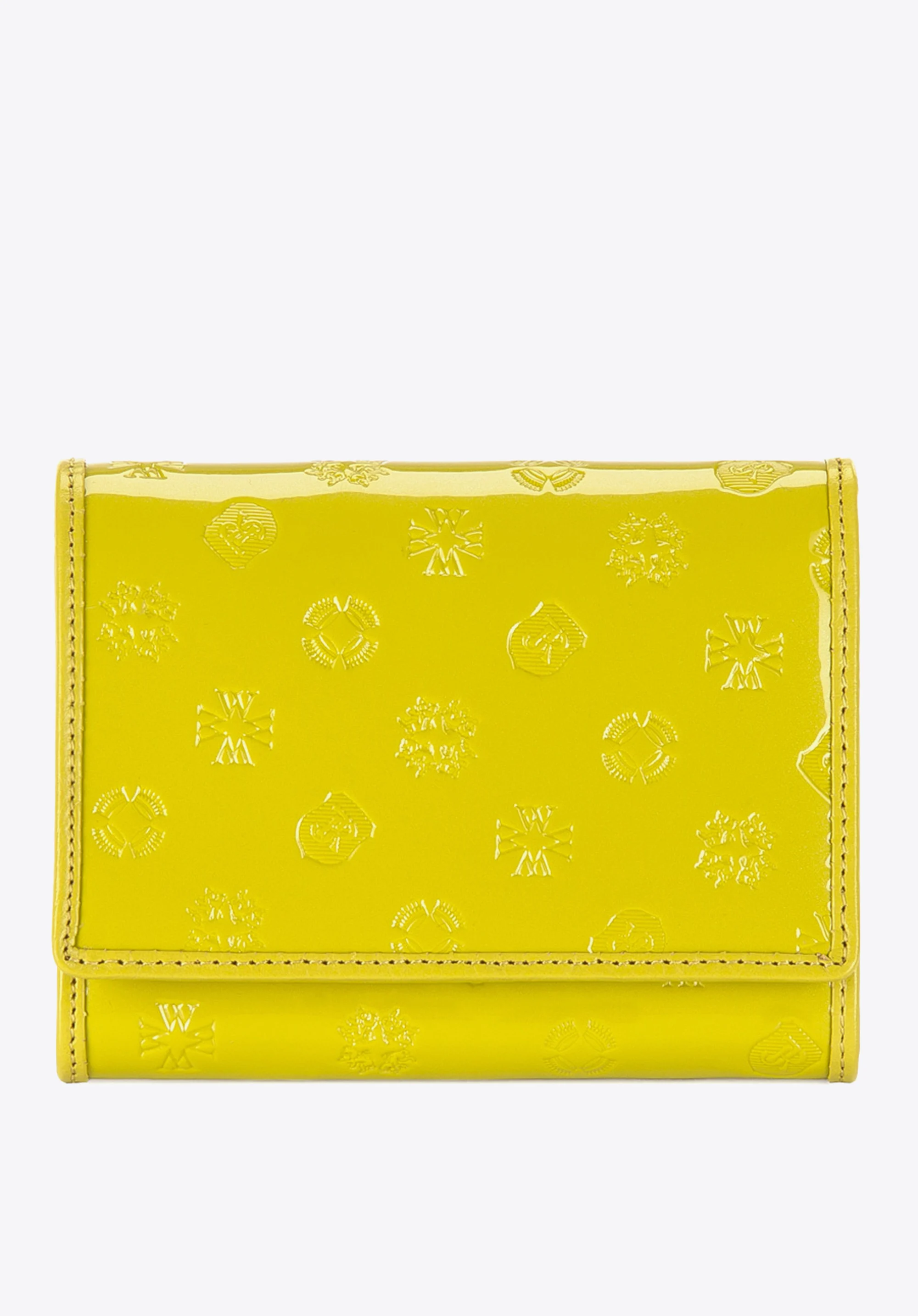 Damski portfel z lakierowanej skóry z monogramem mały