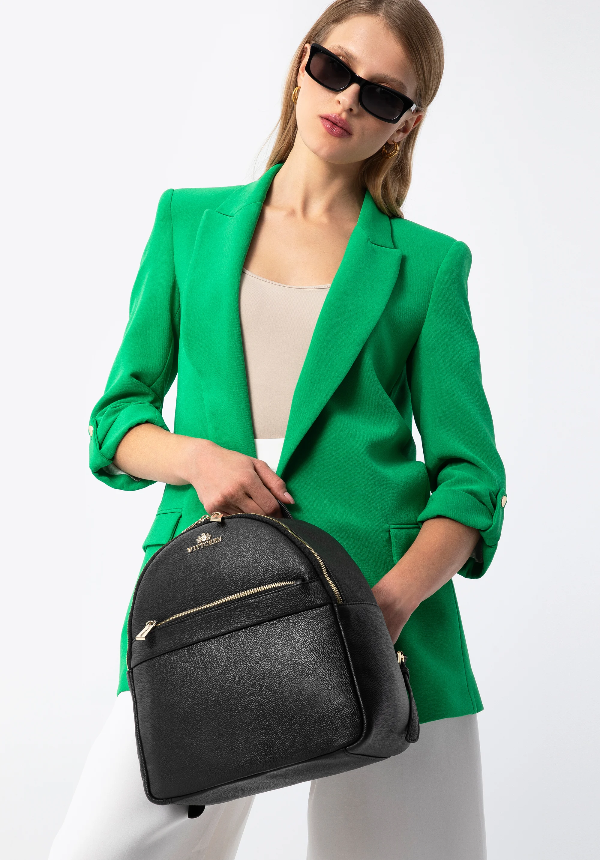 Damski plecak skórzany z przeszyciami