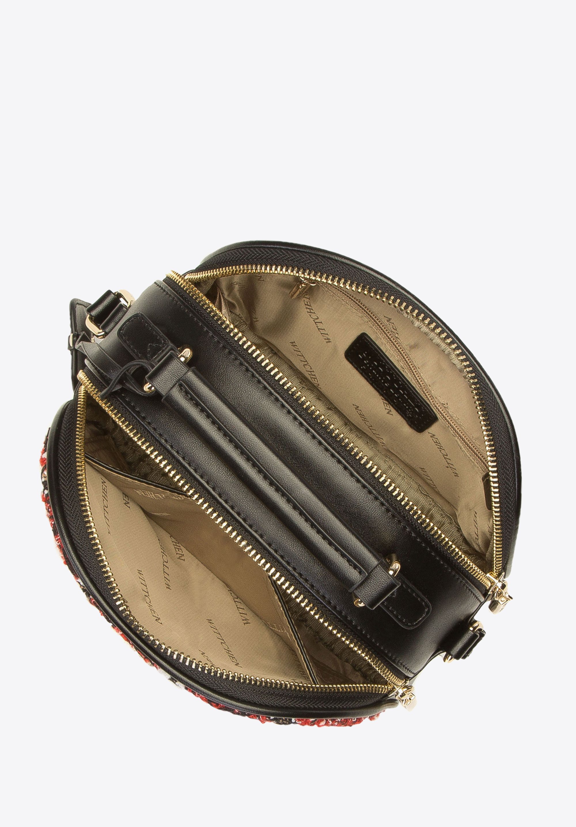 Damska listonoszka ze skóry z pokryciem bouclé