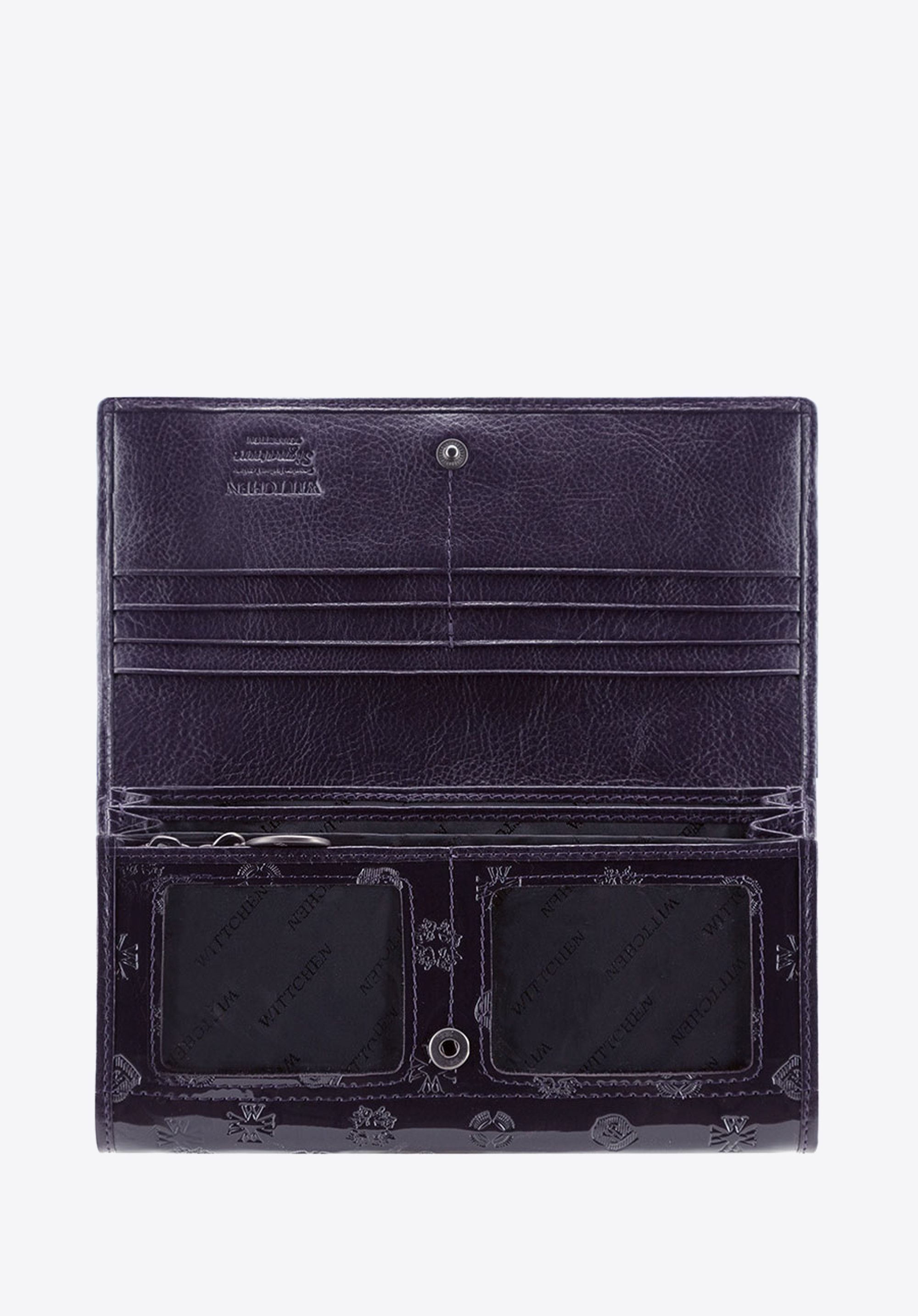 Damski portfel skórzany lakierowany z monogramem