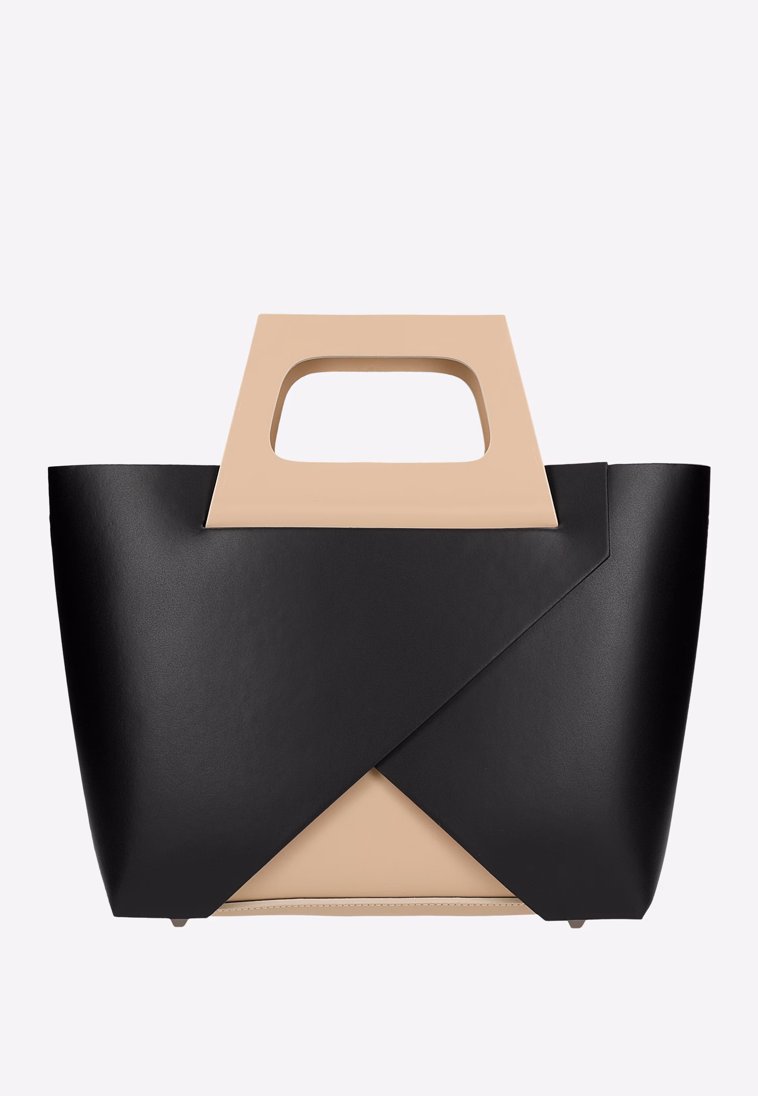 Czarno-beżowa torebka damska typu kuferek