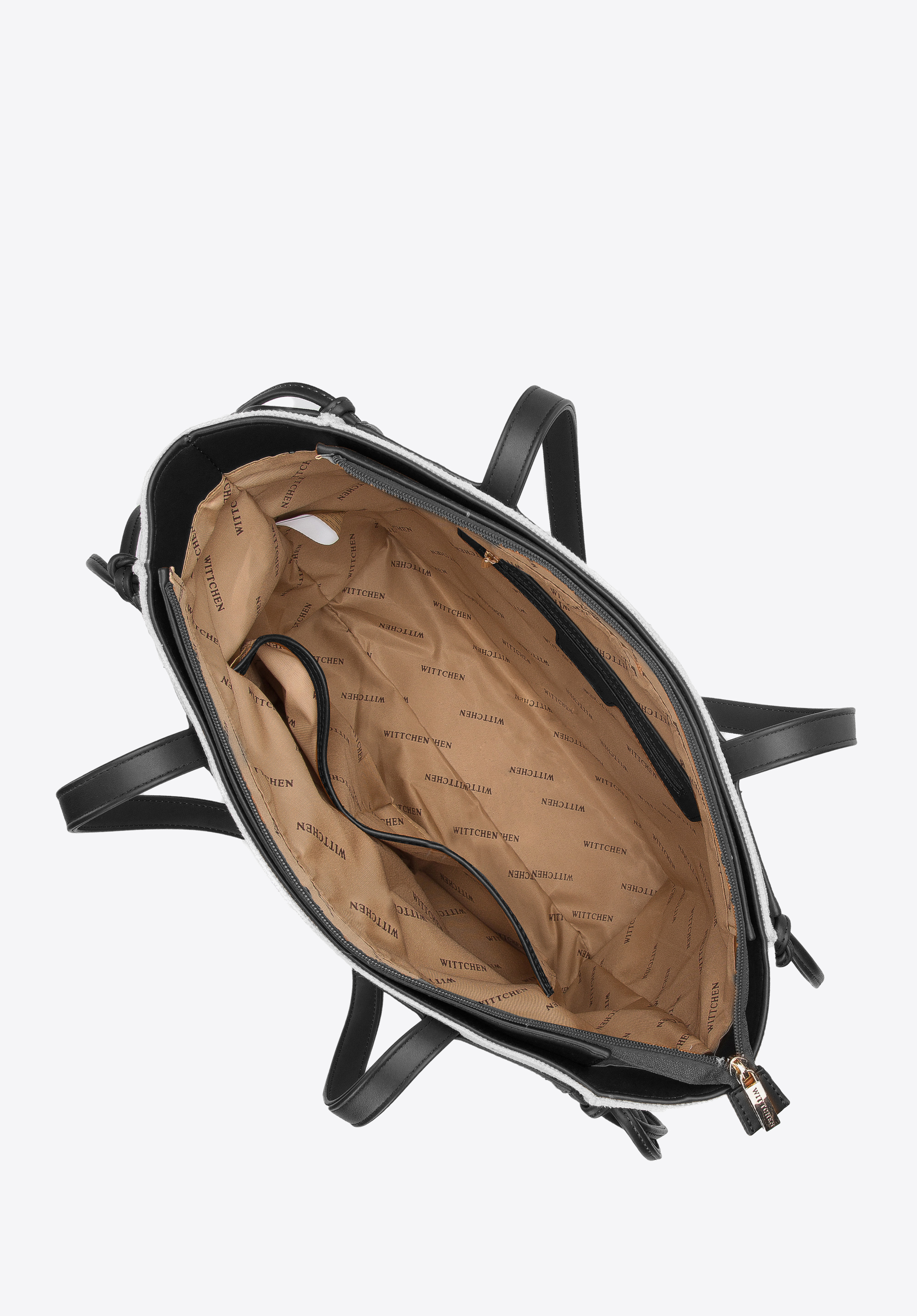 Torebka shopperka z bawełny z troczkami z ekoskóry