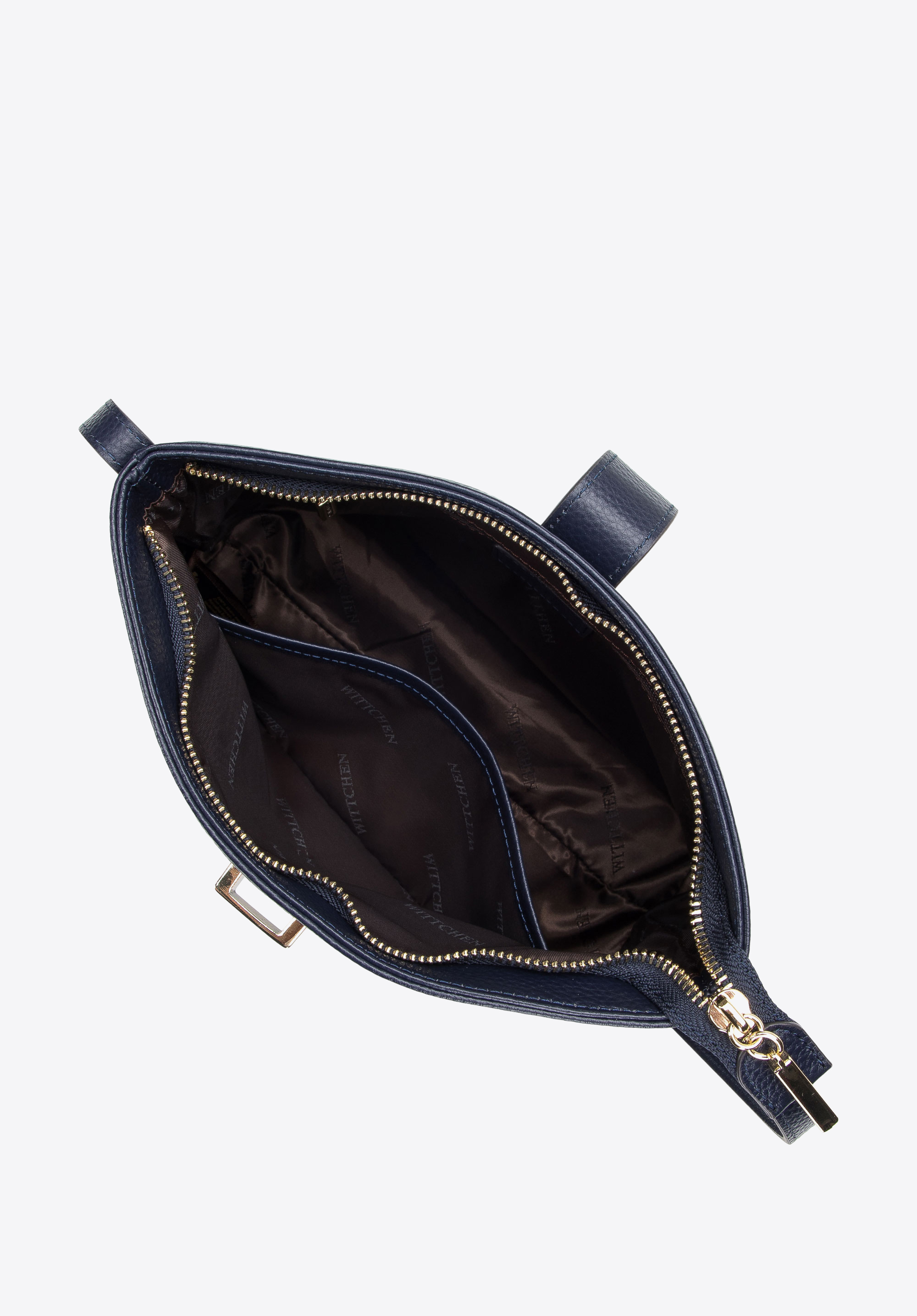 Damska listonoszka ze skóry z kontrastowym zapięciem