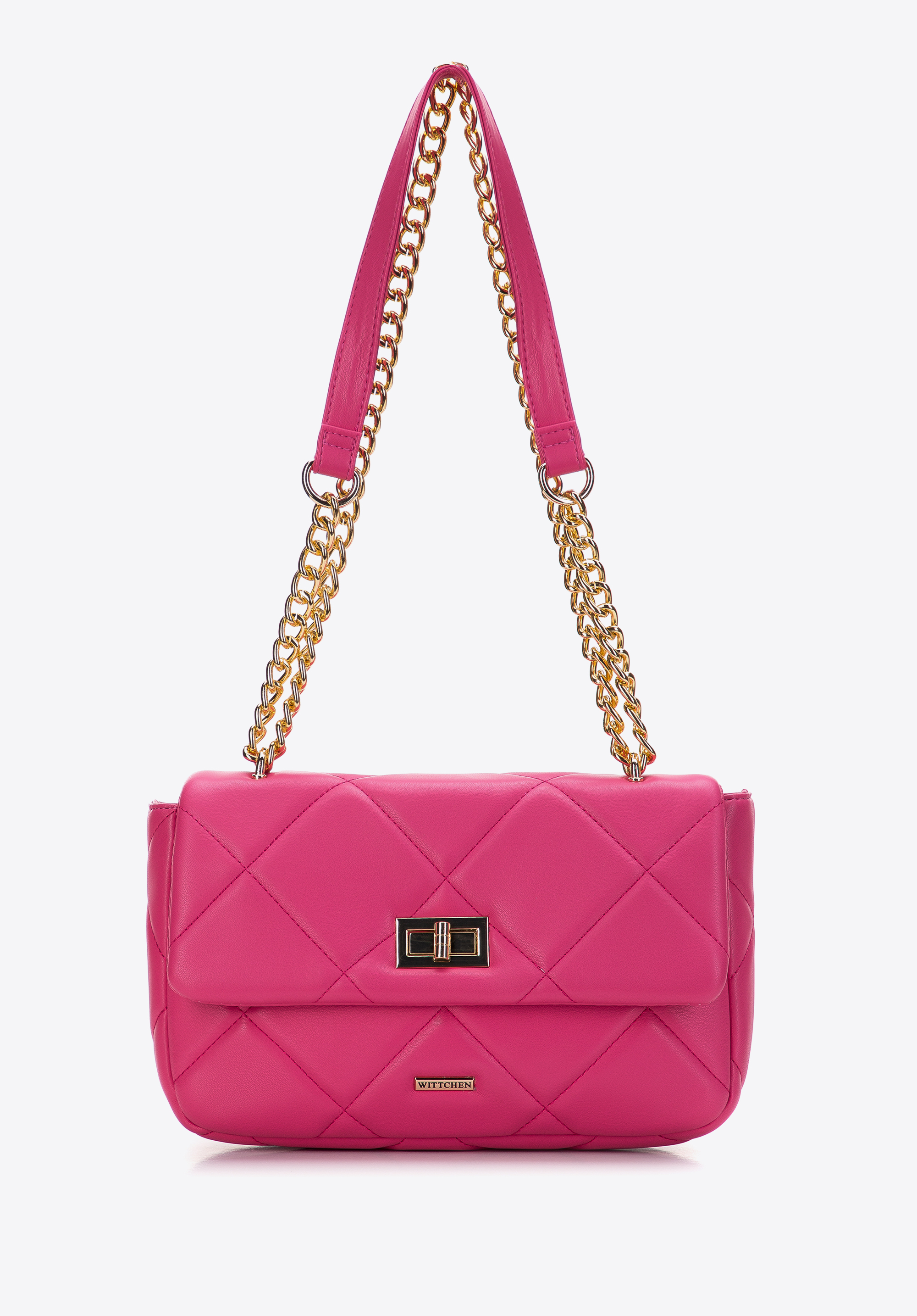 Damska torebka pikowana w kwadraty na łańcuszku