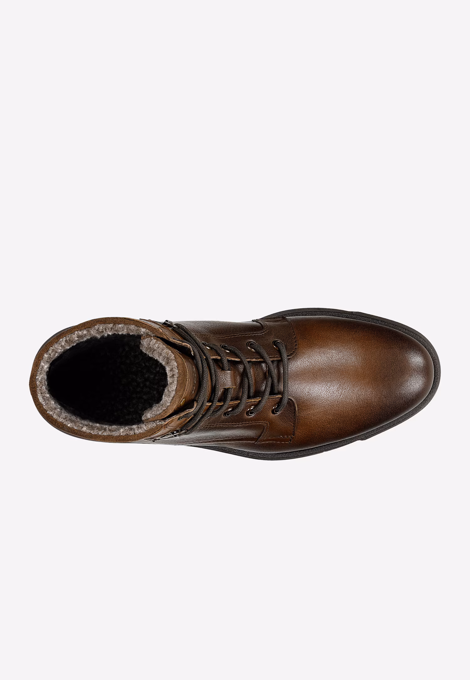 Brązowe workery męskie ze skóry licowej z ociepleniem