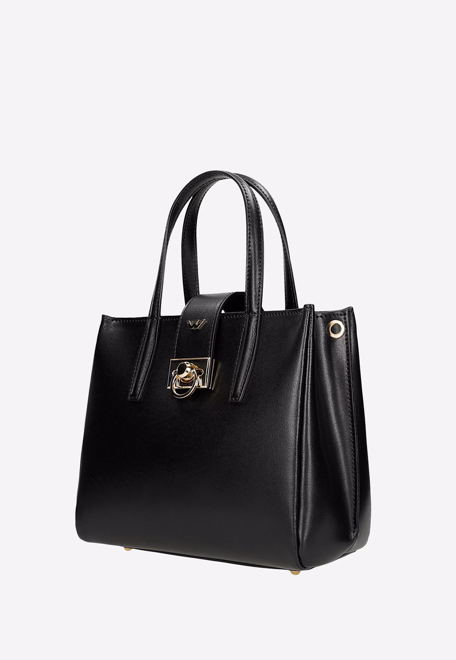 Bordowy skórzany kuferek ze złotym zapięciem