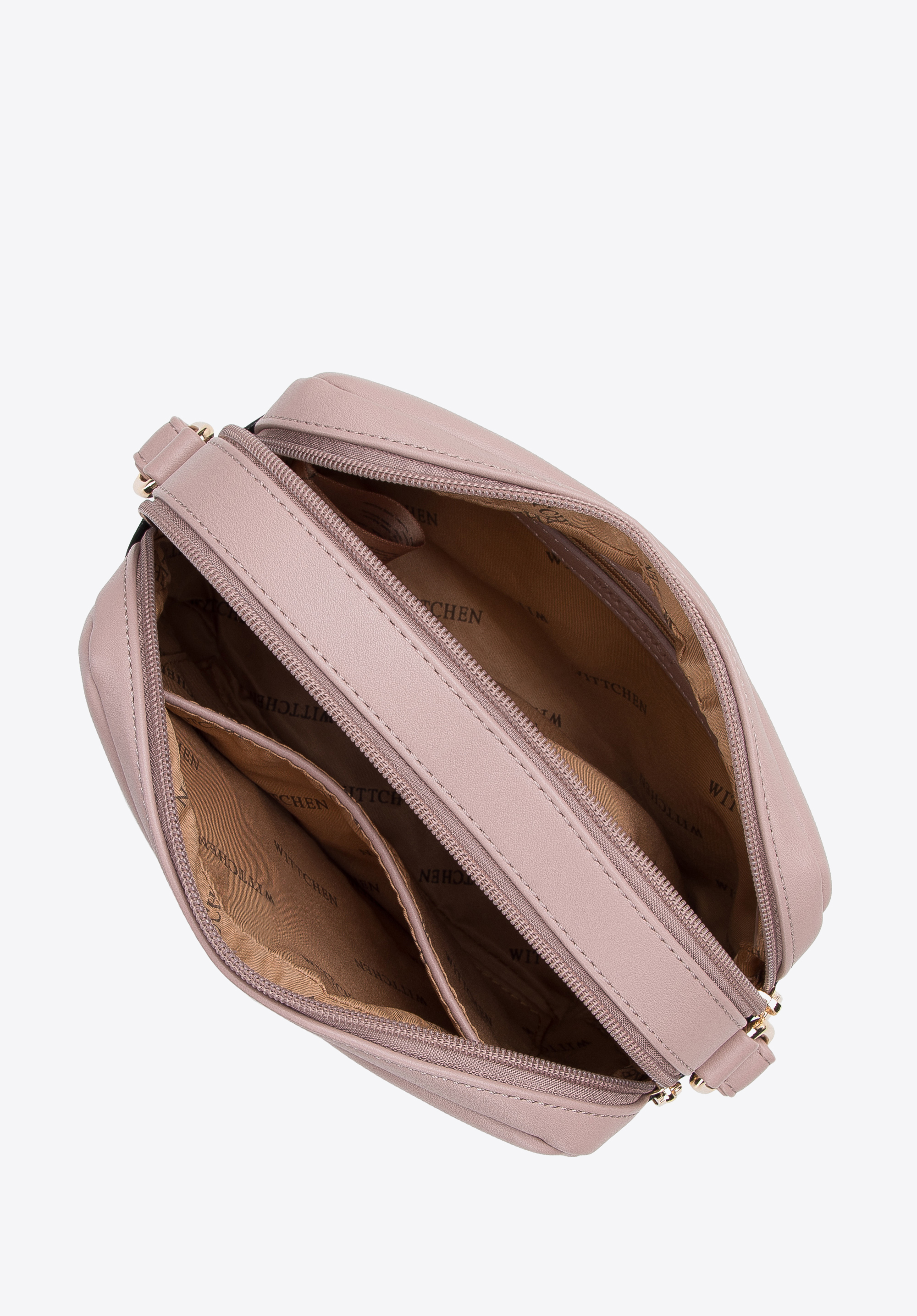 Damska listonoszka z ozdobną wstawką i rzemieniem