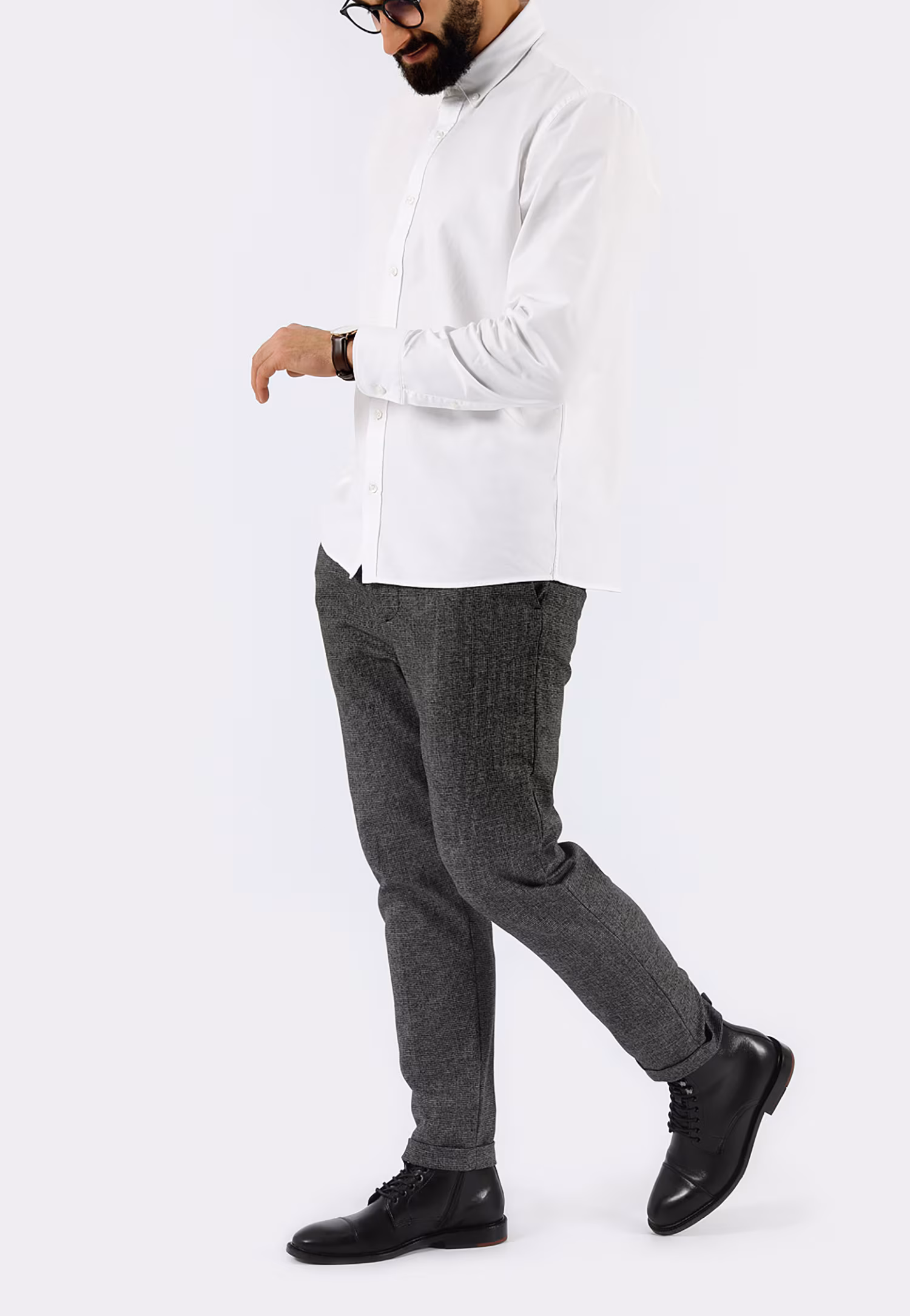 Czarne trzewiki męskie ze skóry licowej