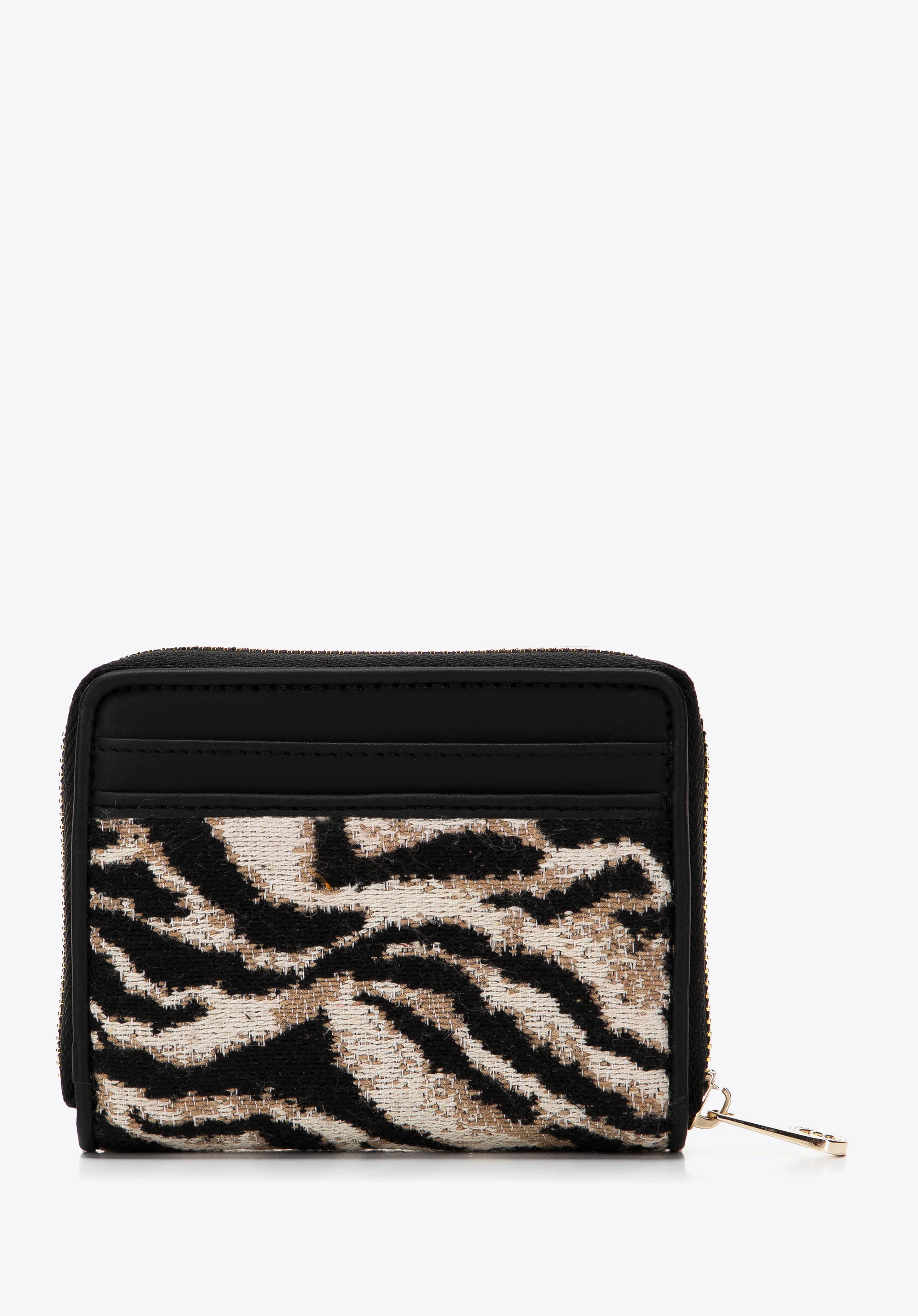 Damski portfel wzorzysty na suwak mały