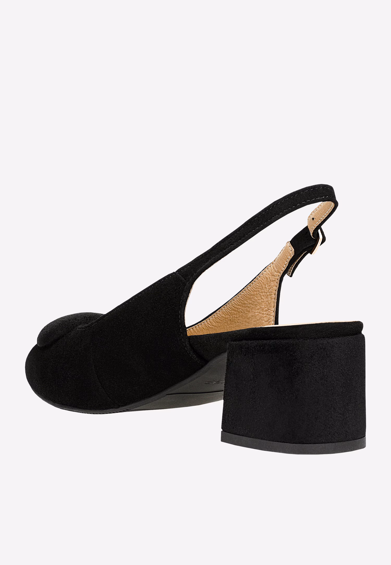 Czarne czółenka na niskim obcasie z odkrytą piętą