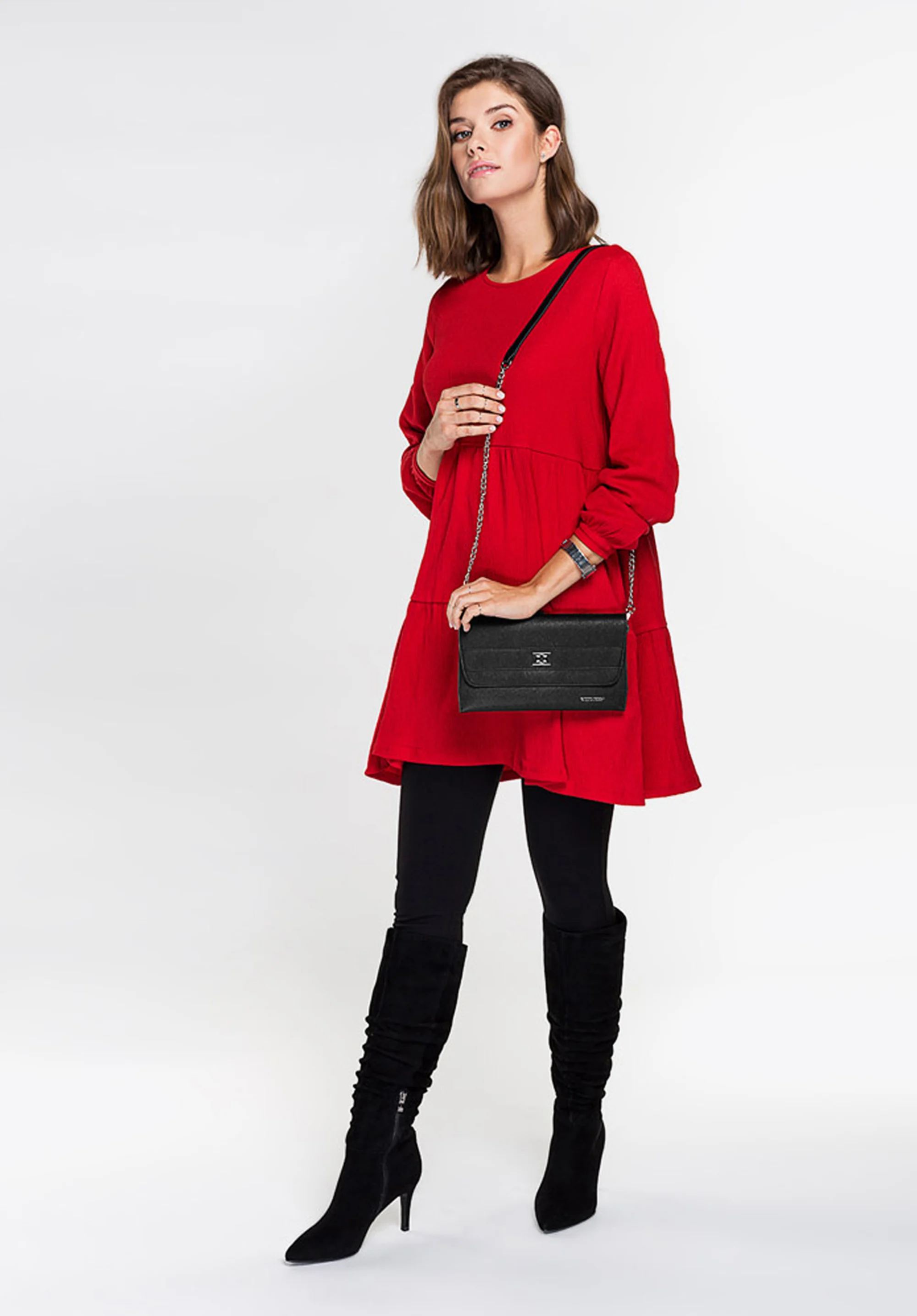 Torebka wieczorowa ze skóry saffiano