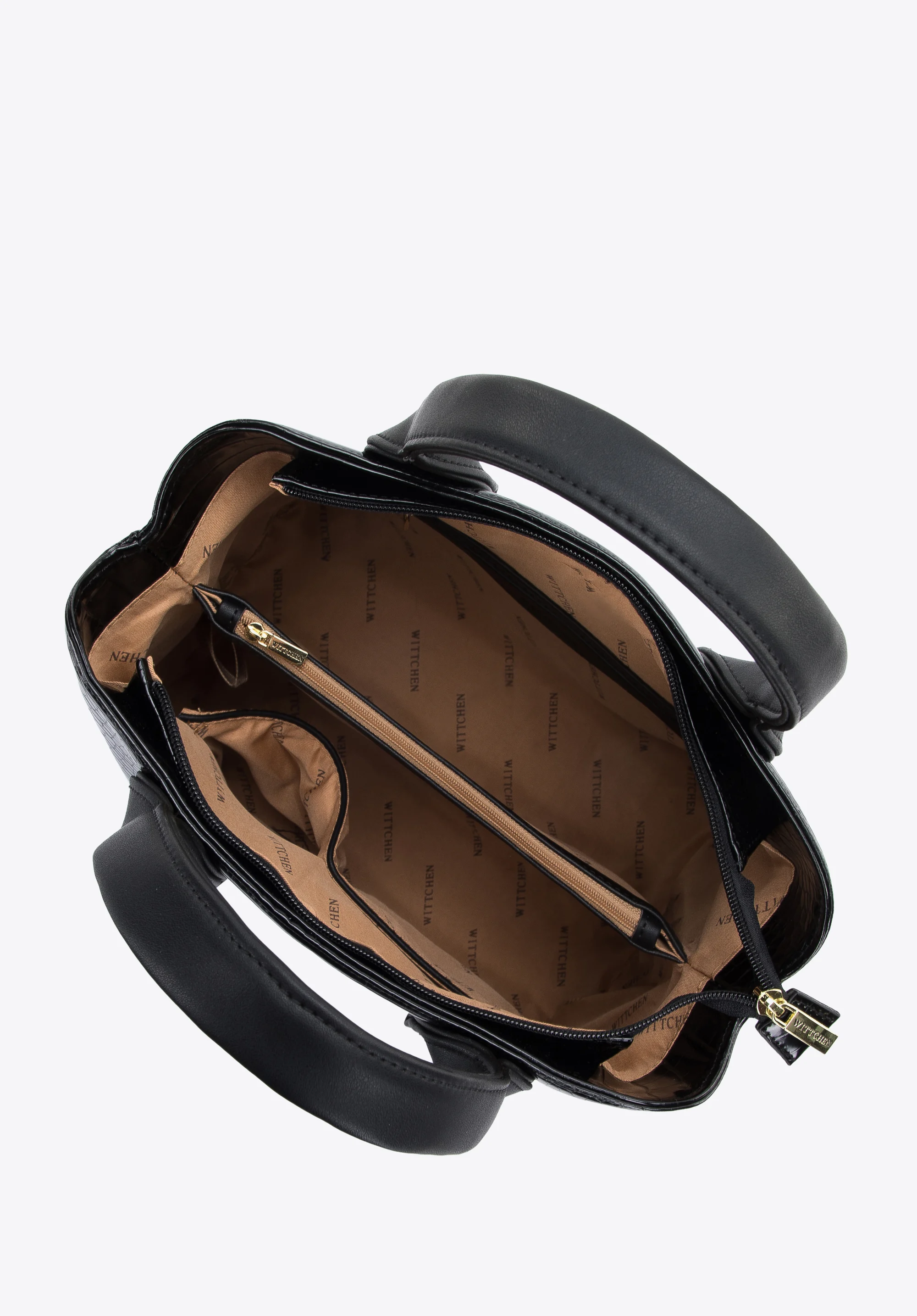 Torebka kuferek z ekoskóry o dwóch fakturach