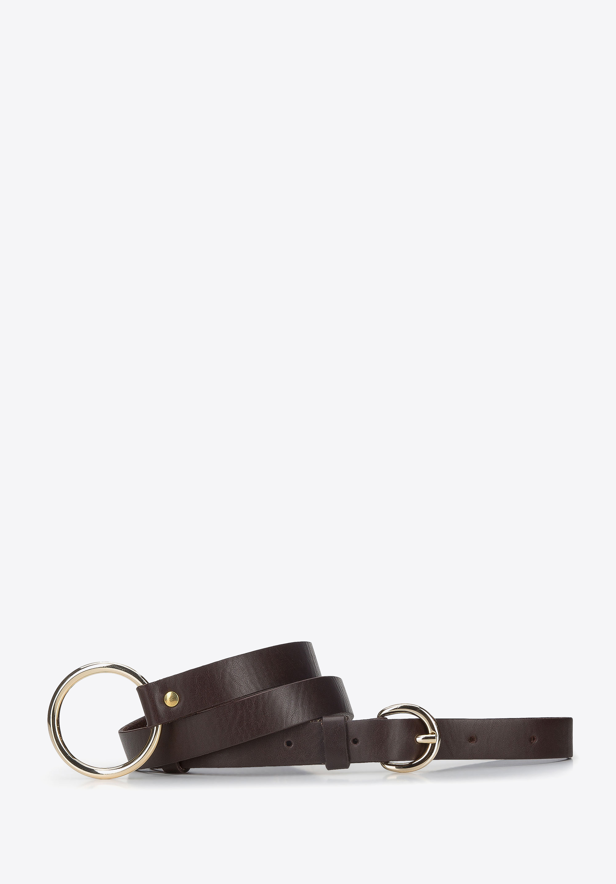 Damski pasek skórzany z podwójnym zapięciem