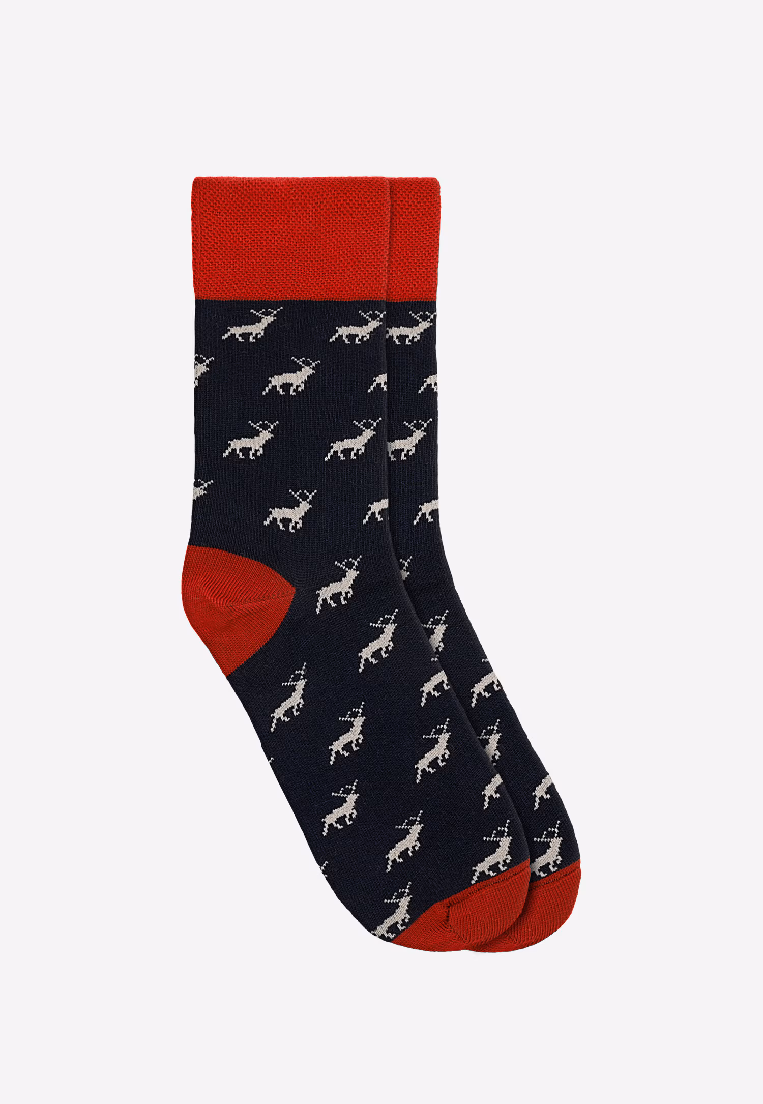 Granatowo-bordowe skarpety w renifery