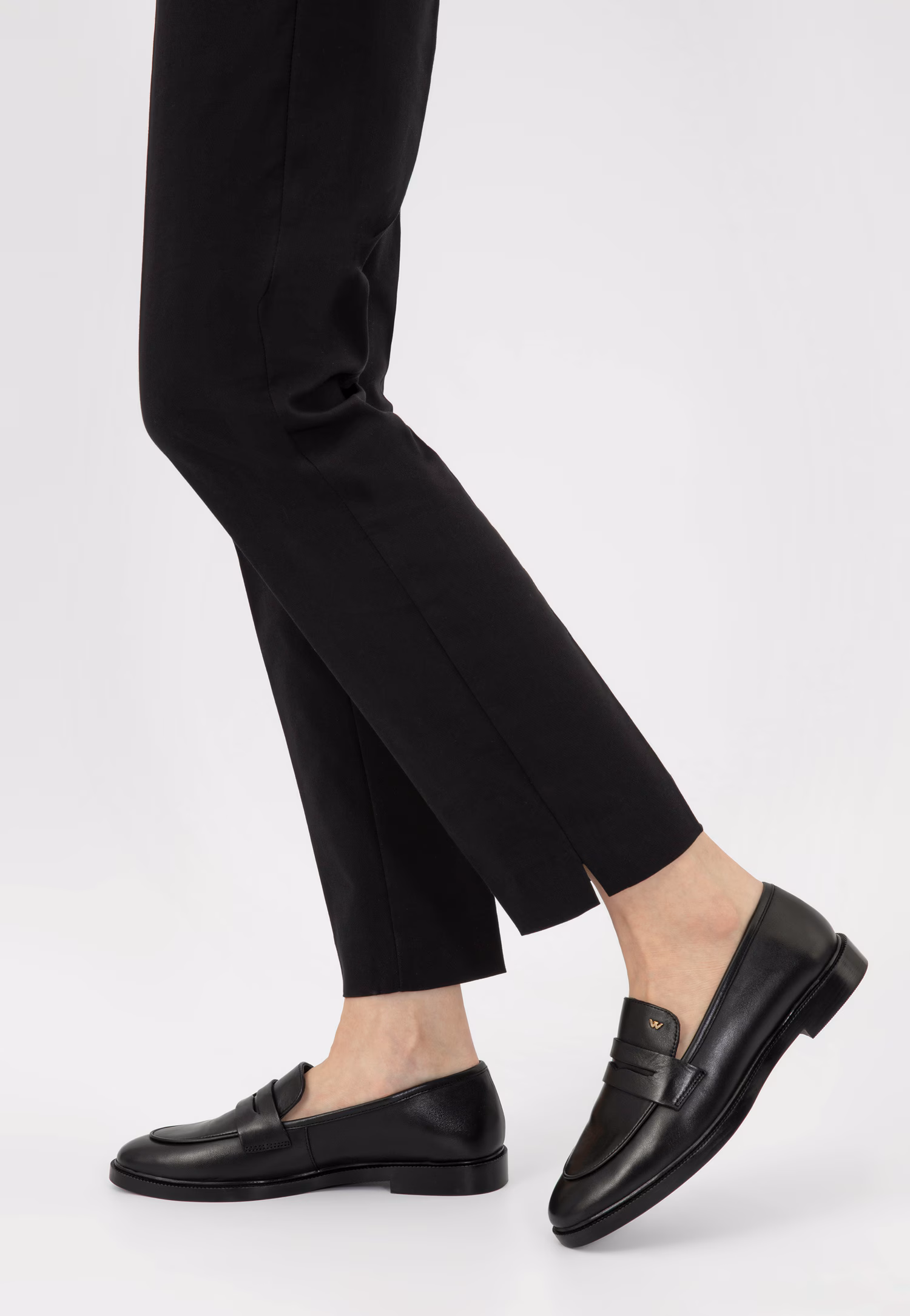 Czarne skórzane mokasyny damskie penny loafers