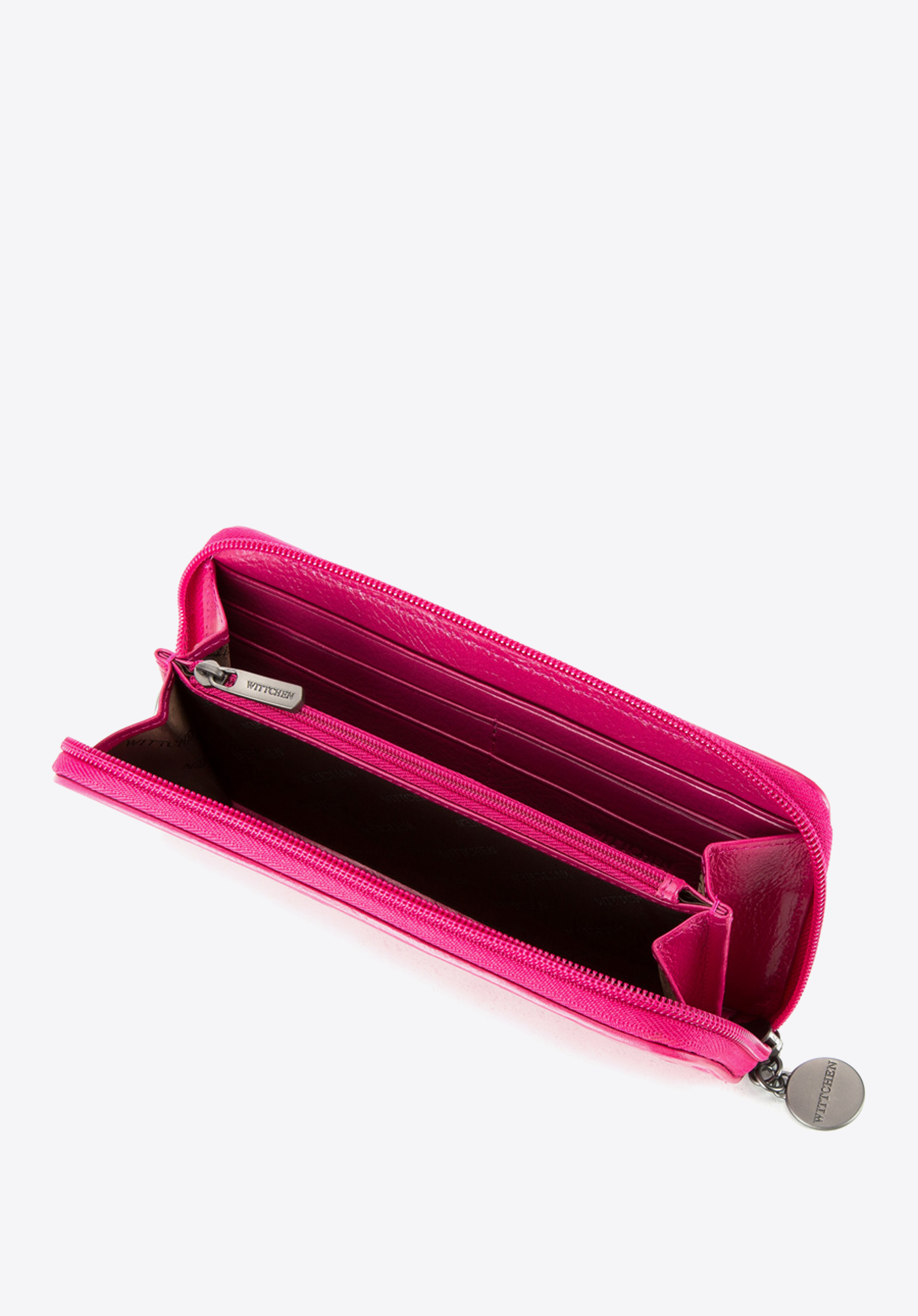 Damski portfel skórzany lakierowany tłoczony