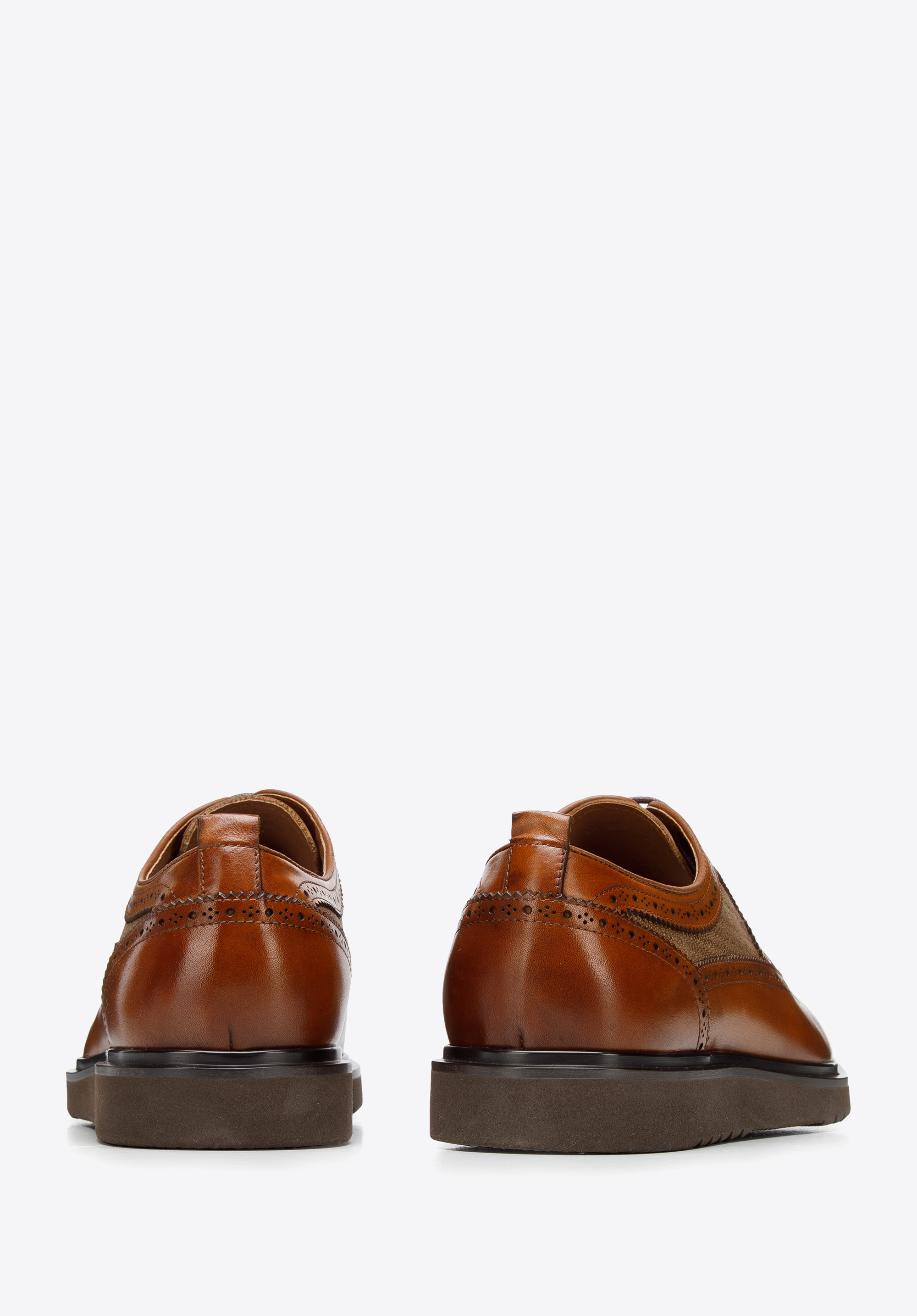 Męskie brogsy ze skóry i tkaniny na nowoczesnej podeszwie